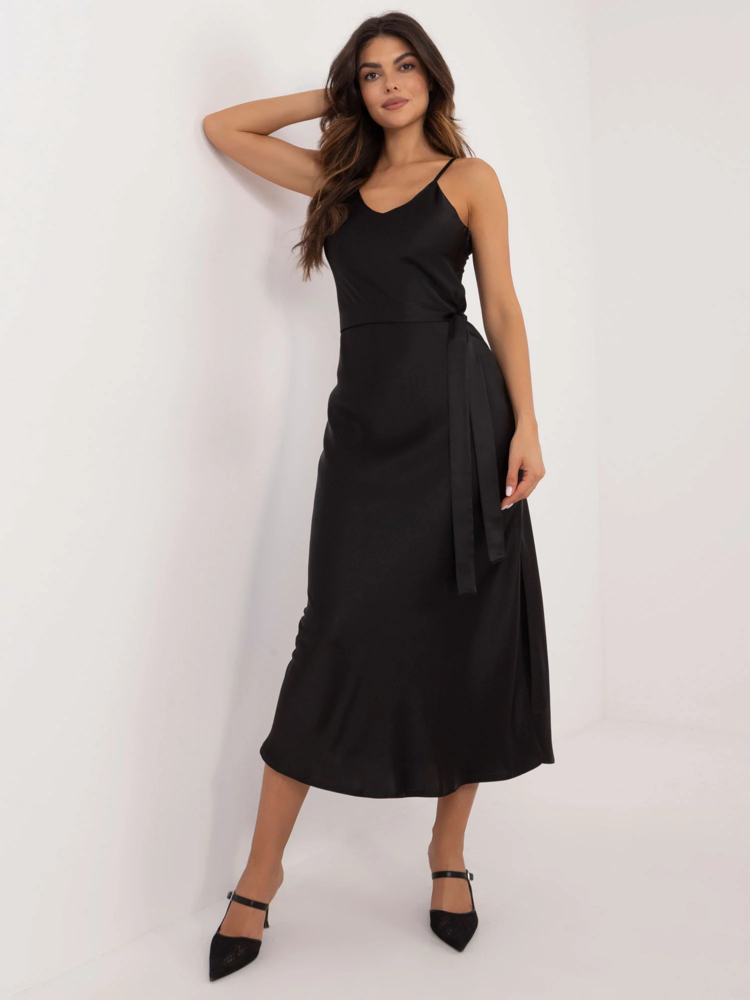 Rochie Dama Pana la jumatatea gambei, Lejera, LAKERTA, Negru de Seara - imagine 5