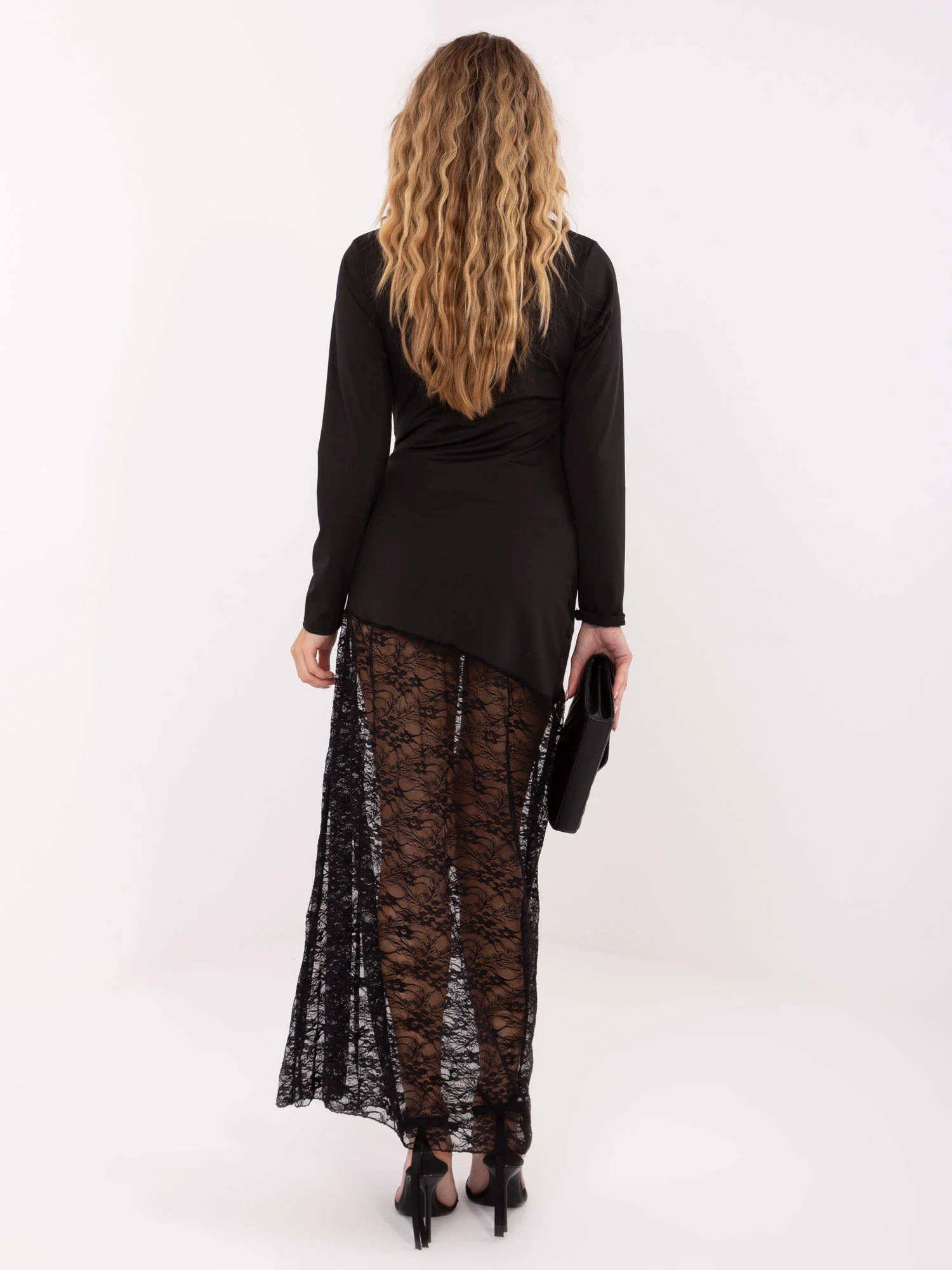 Rochie Dama Maxi, Dantela, ITALY MODA, Negru Eleganta - Image 4