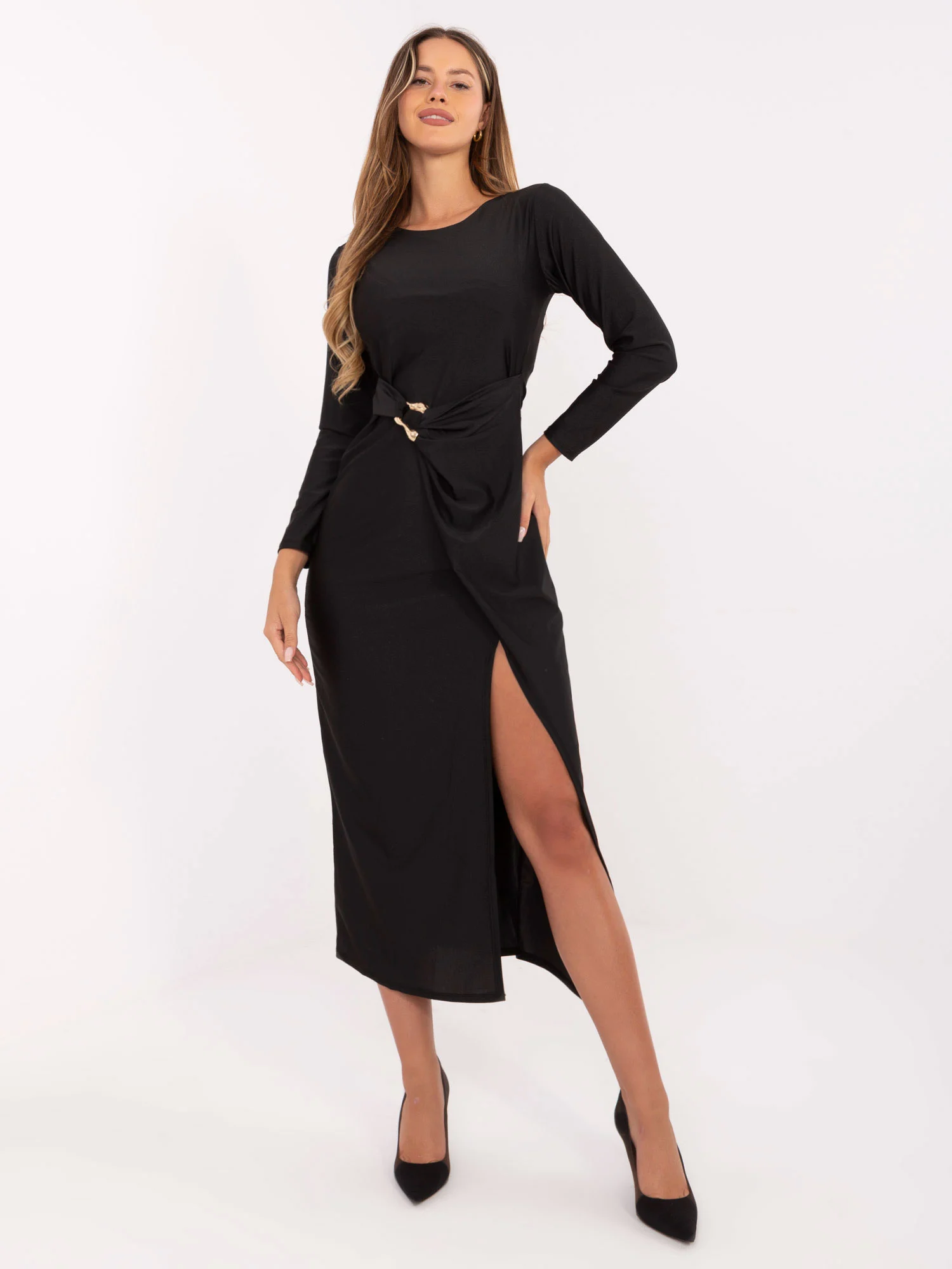 Rochie Dama Maxi, Petrecuta, ITALY MODA, Negru de Seara - imagine 3