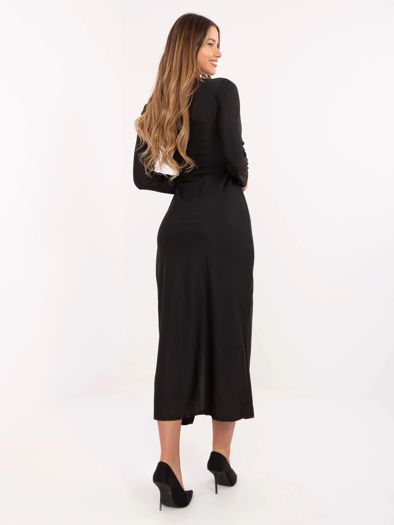 Rochie Dama Maxi, Petrecuta, ITALY MODA, Negru de Seara - imagine 5