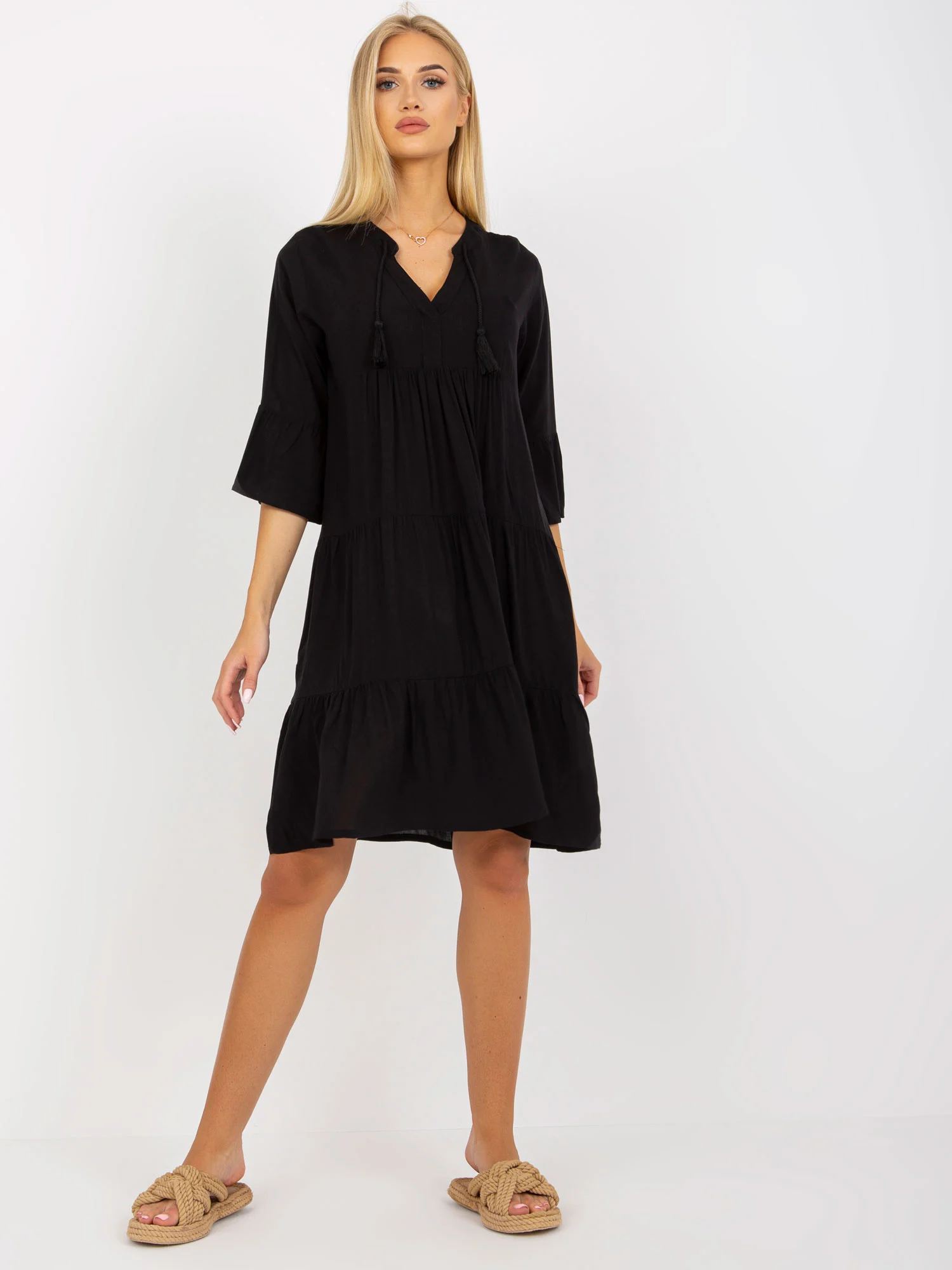 Rochie Dama Maneca 3/4, Oversize, EIGHT 2 NINE, Negru Eleganta Office - Image 2