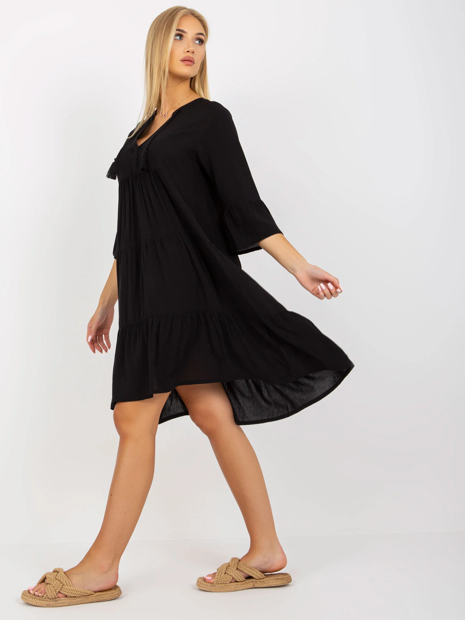 Rochie Dama Maneca 3/4, Oversize, EIGHT 2 NINE, Negru Eleganta Office - Image 4