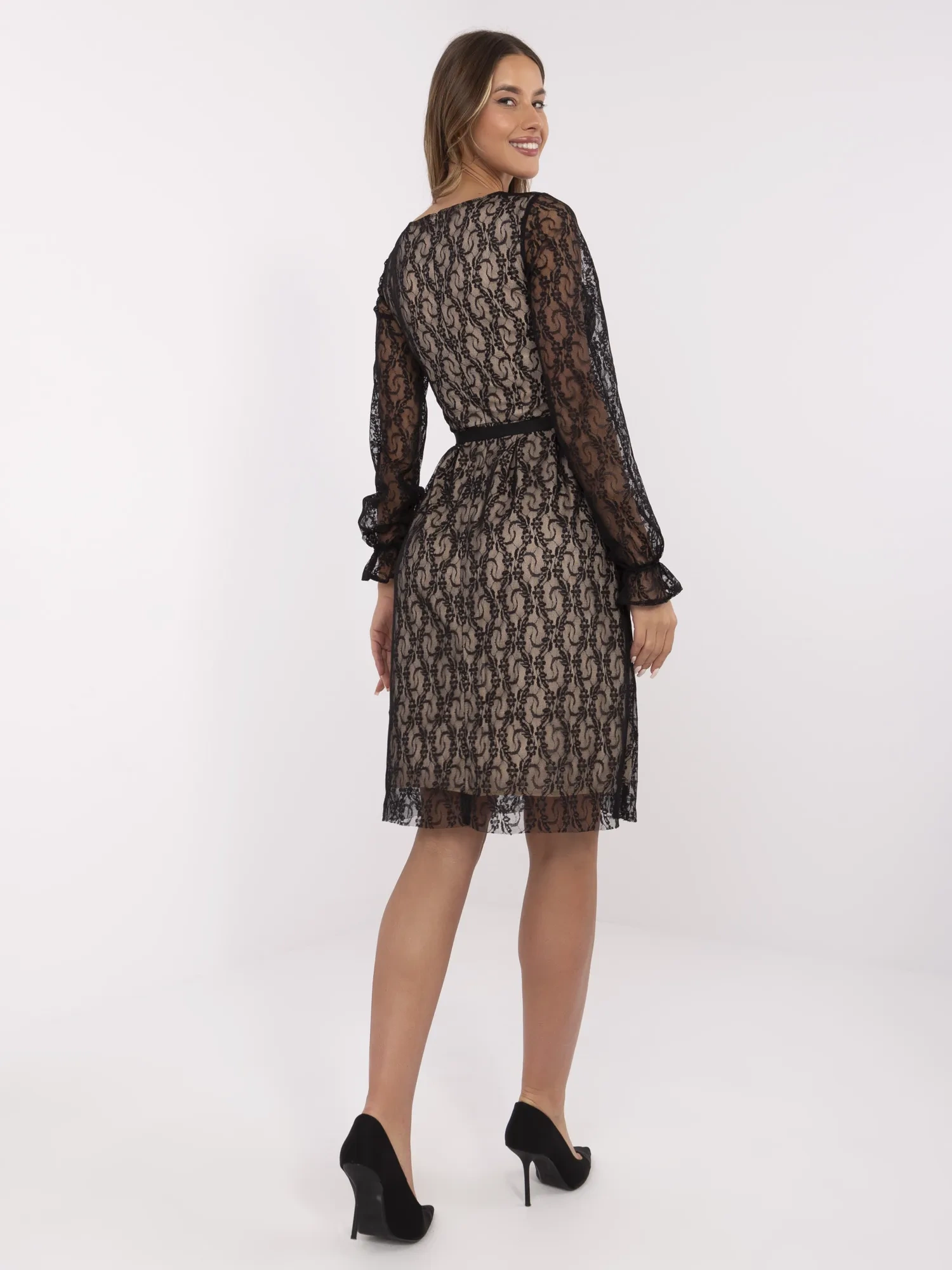 Rochie Dama Maxi, Dantela, LAKERTA, Negru de Sarbatori - imagine 3