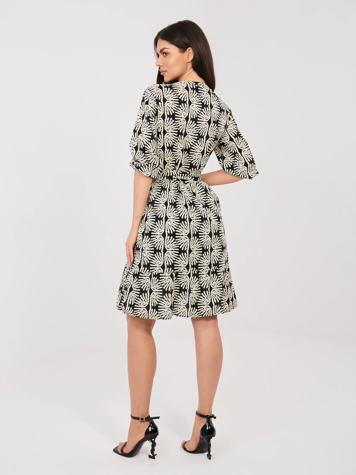 Rochie Dama Maneca 3/4, Imprimat, Sublevel, Negru - Image 3