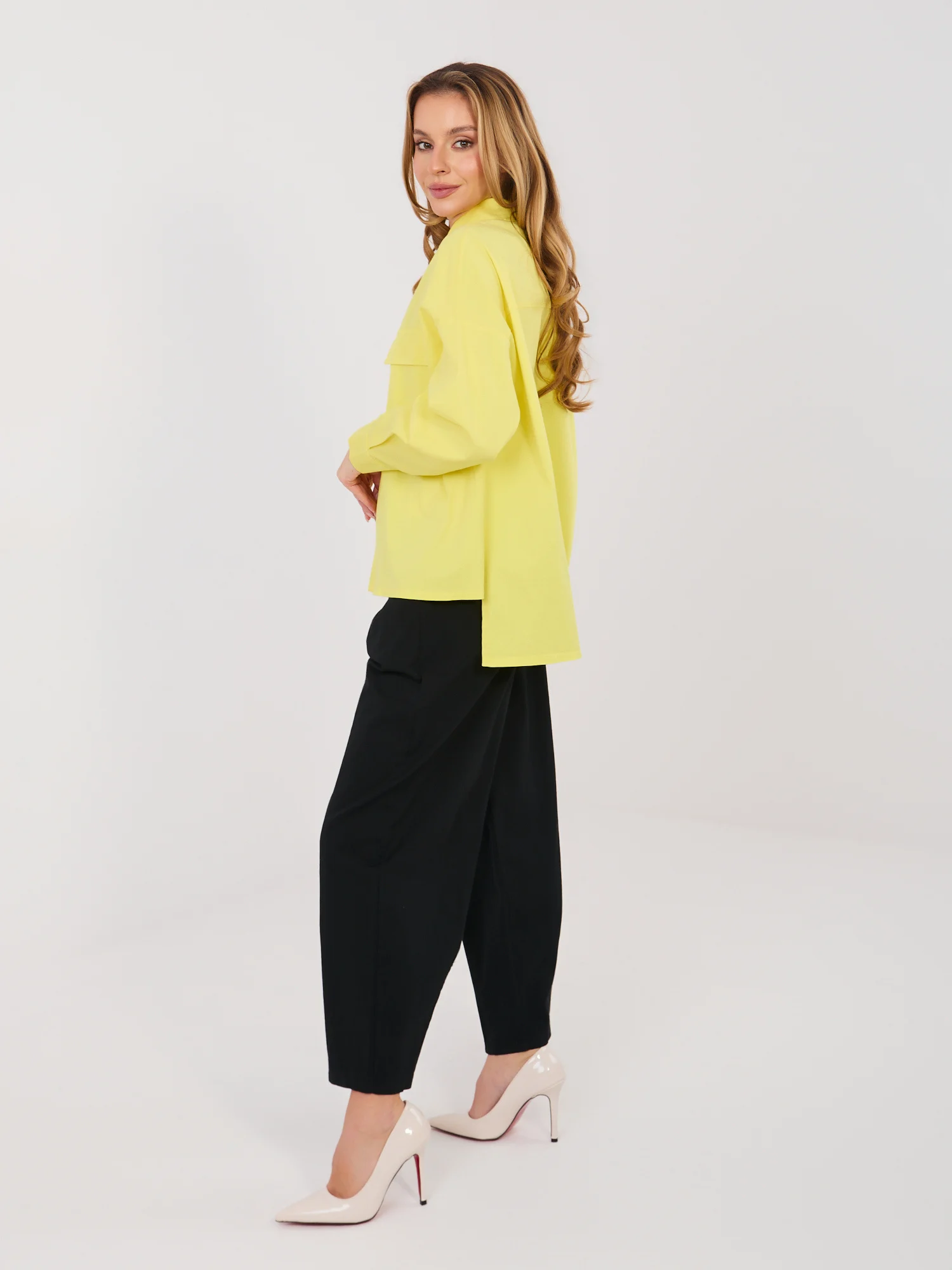 Pantaloni Dama 7/8, Conica, ITALY MODA, Negru Casual - imagine 2
