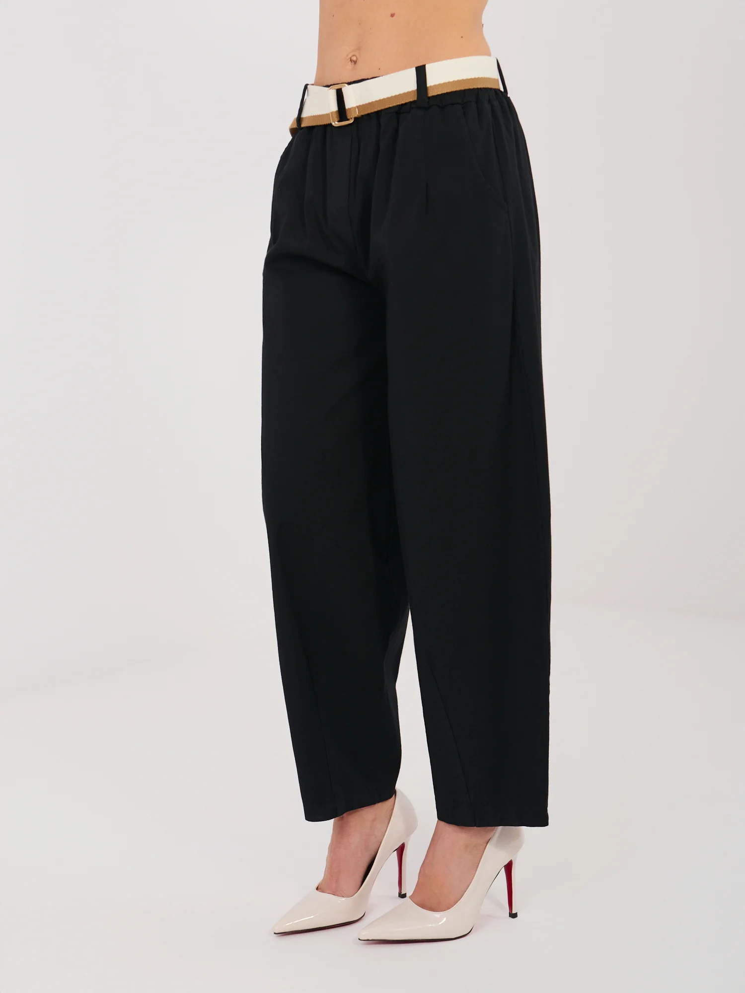 Pantaloni Dama 7/8, Conica, ITALY MODA, Negru Casual - imagine 4