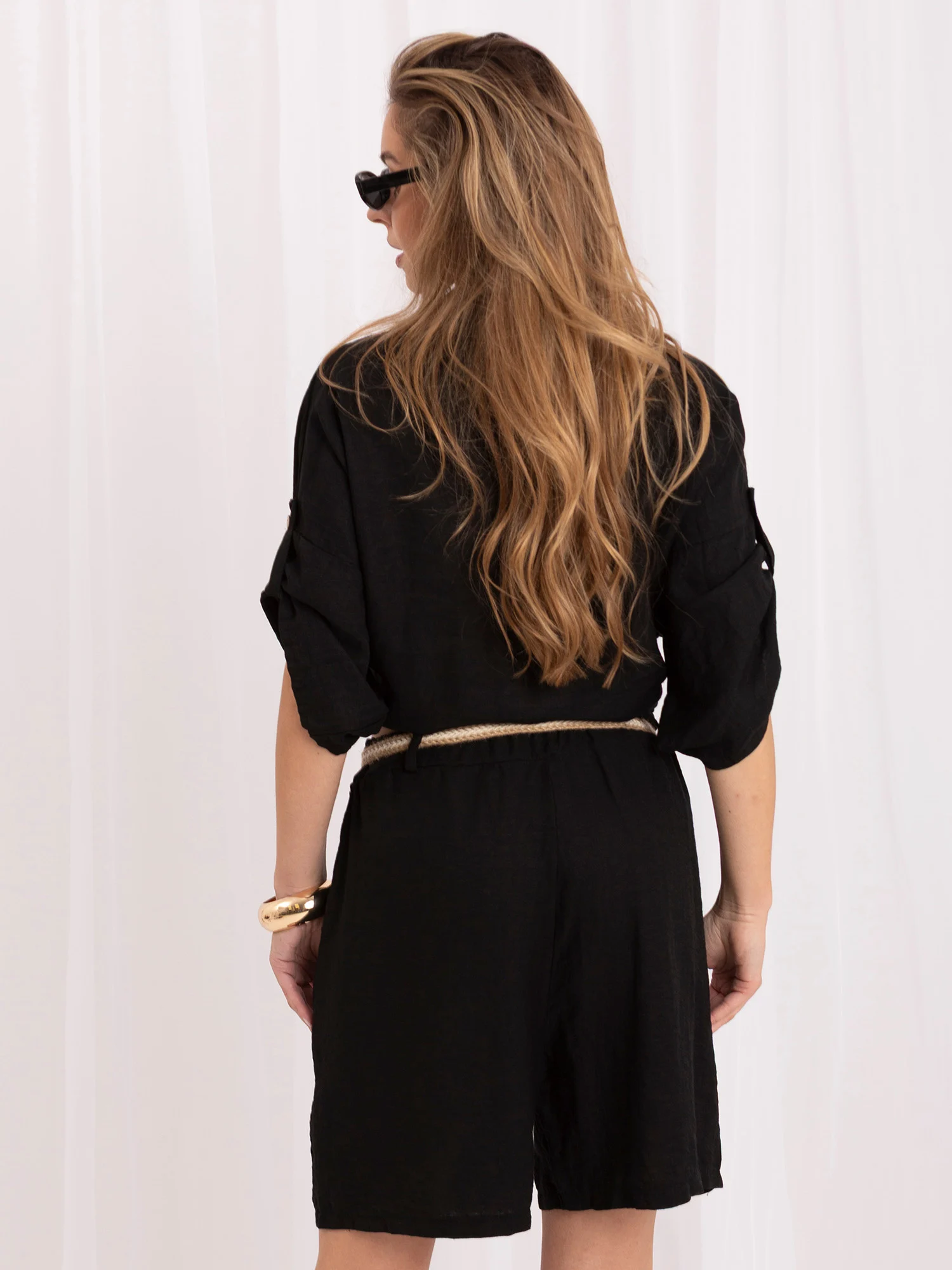 Pantaloni Scurti Dama Mini, Larga, ITALY MODA, Negru - imagine 3