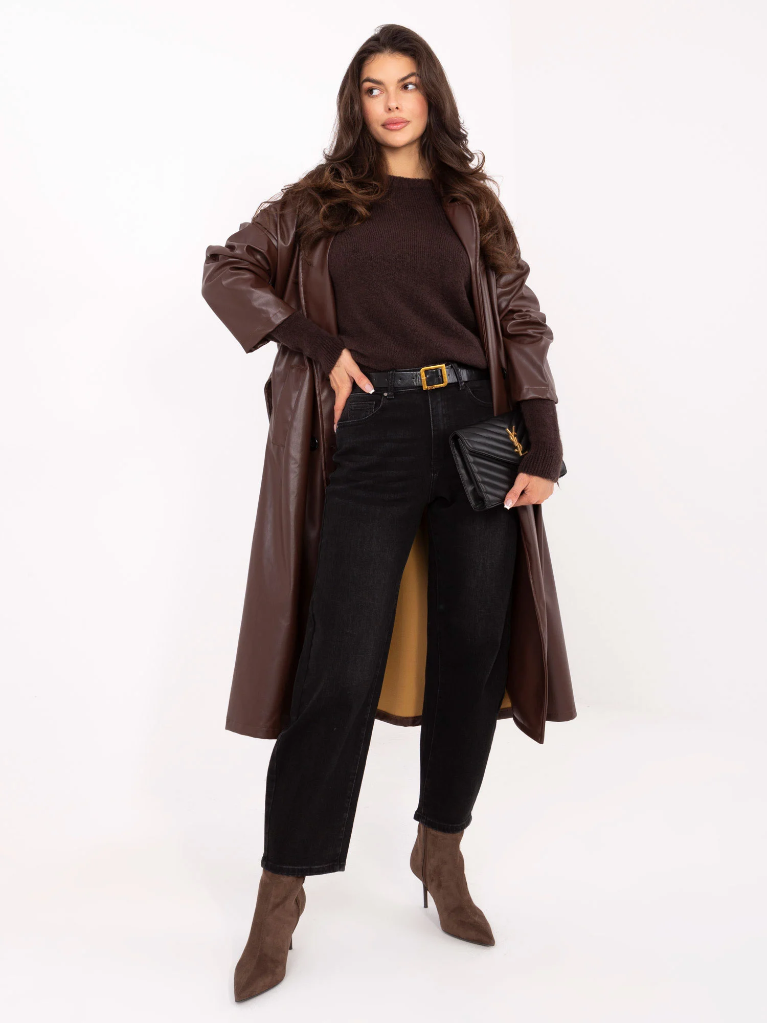 Blugi Dama Conica, Guler inalt, Redseventy, Negru Casual - imagine 4