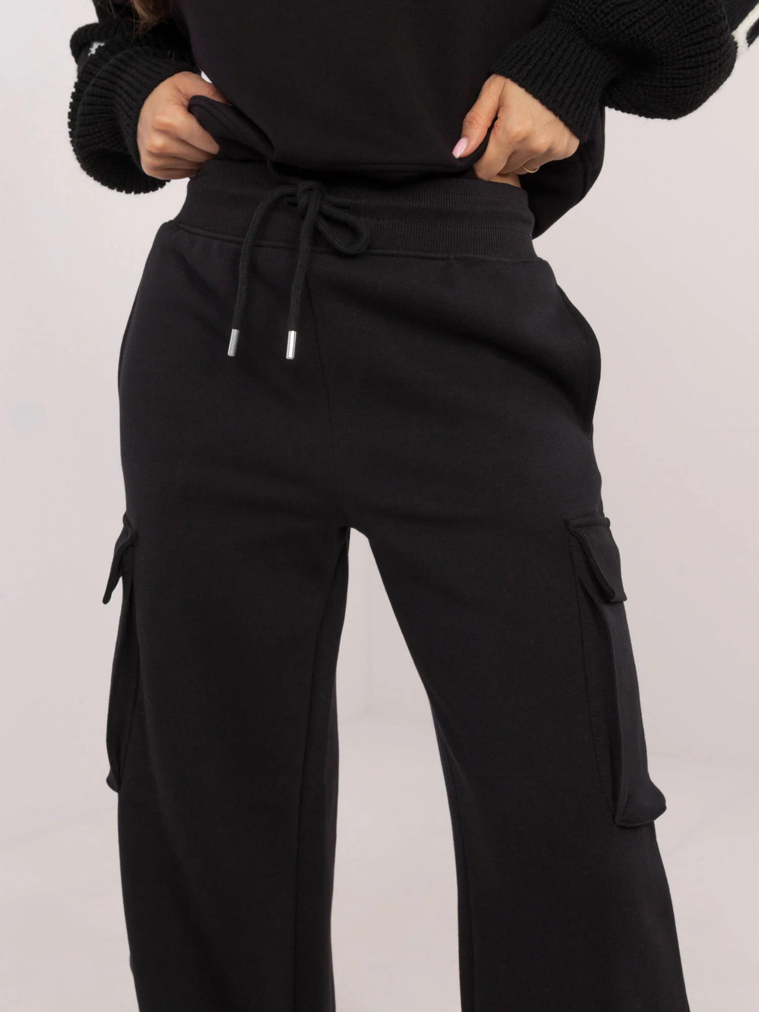 Pantaloni Dama Larga, Guler inalt, Sublevel, Negru Casual - imagine 2