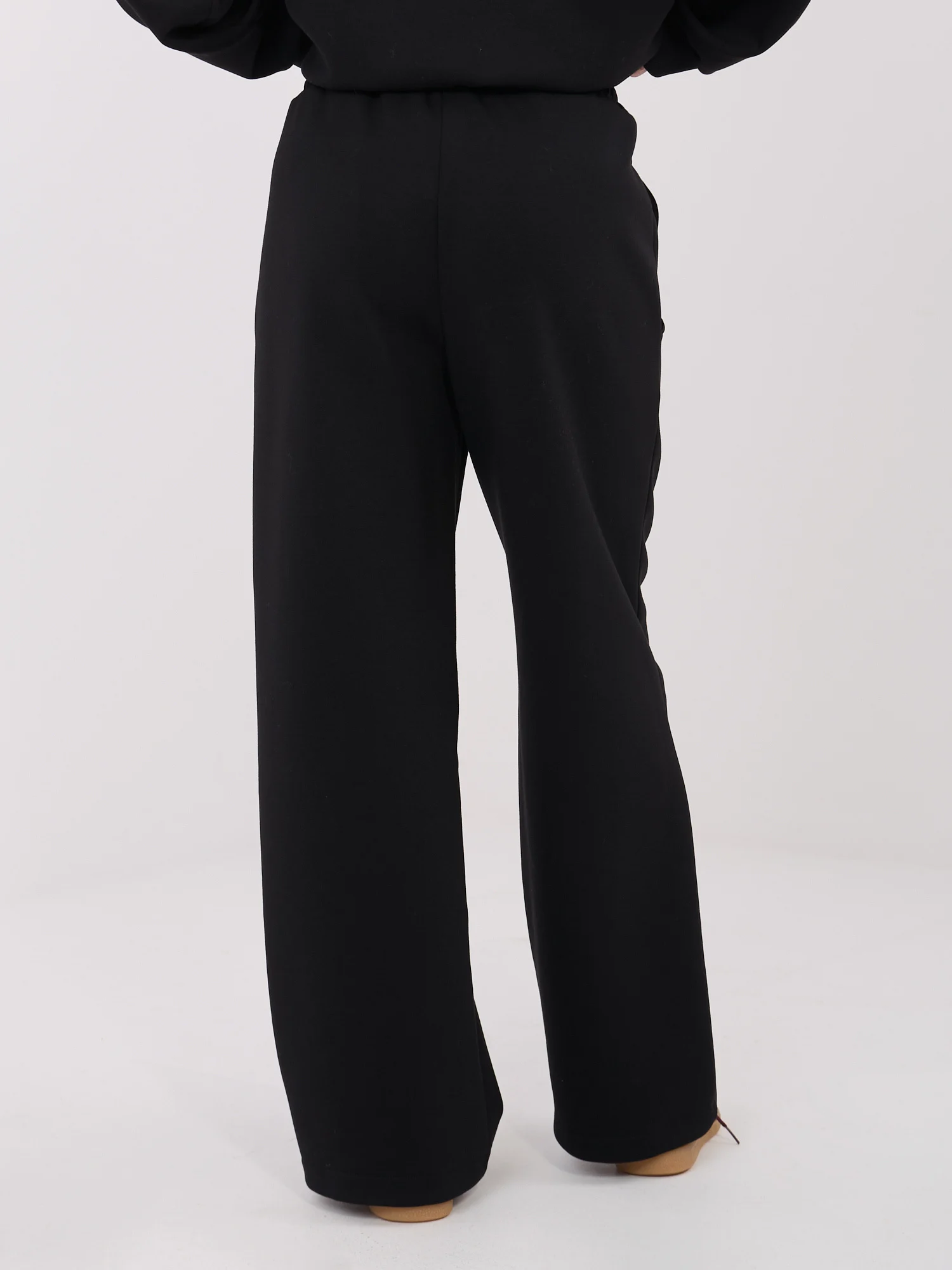 Pantaloni Dama Larga, Guler inalt, WESTEENE, Negru Casual - imagine 2