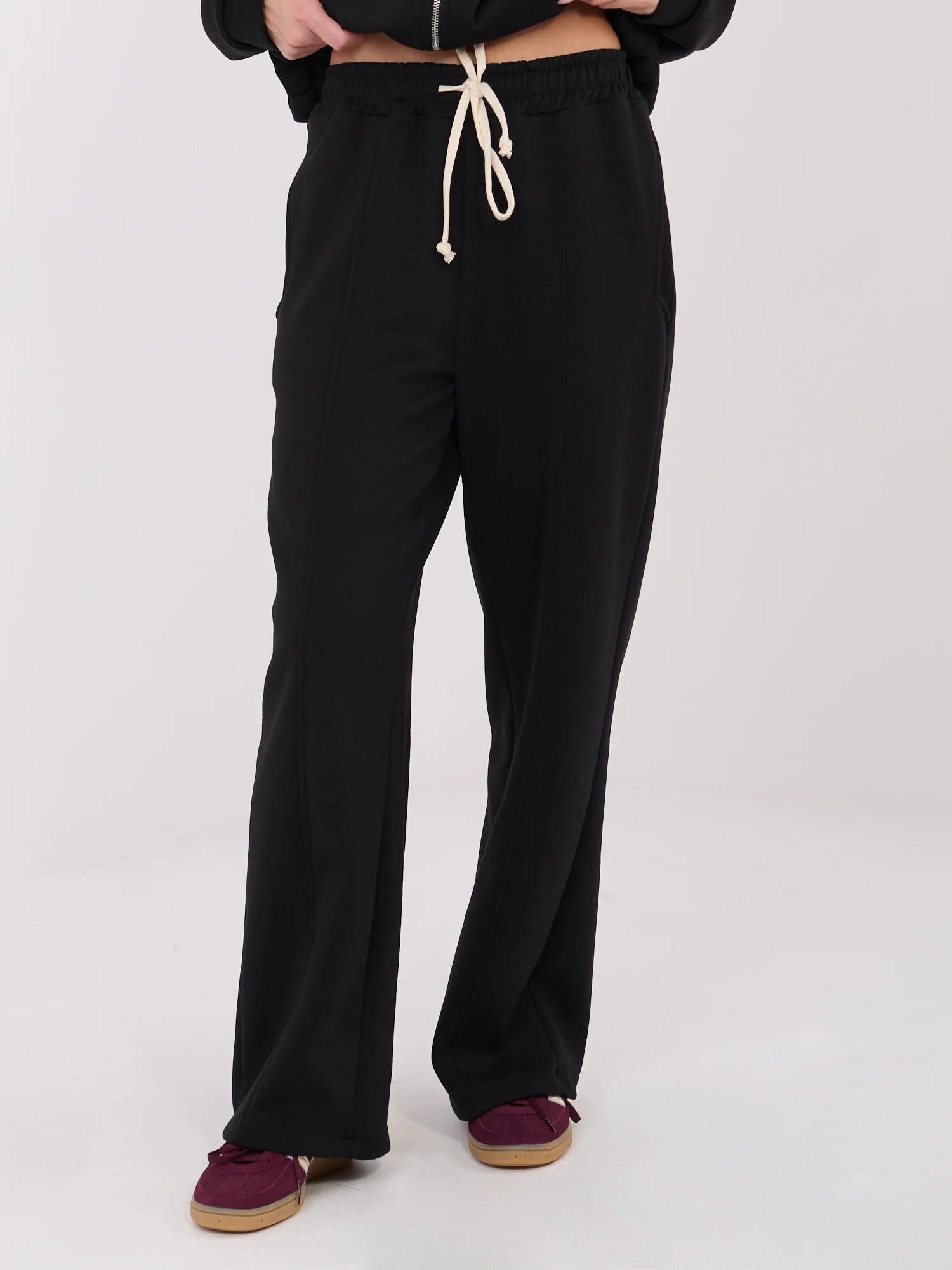 Pantaloni Dama Larga, Guler inalt, WESTEENE, Negru Casual - imagine 6