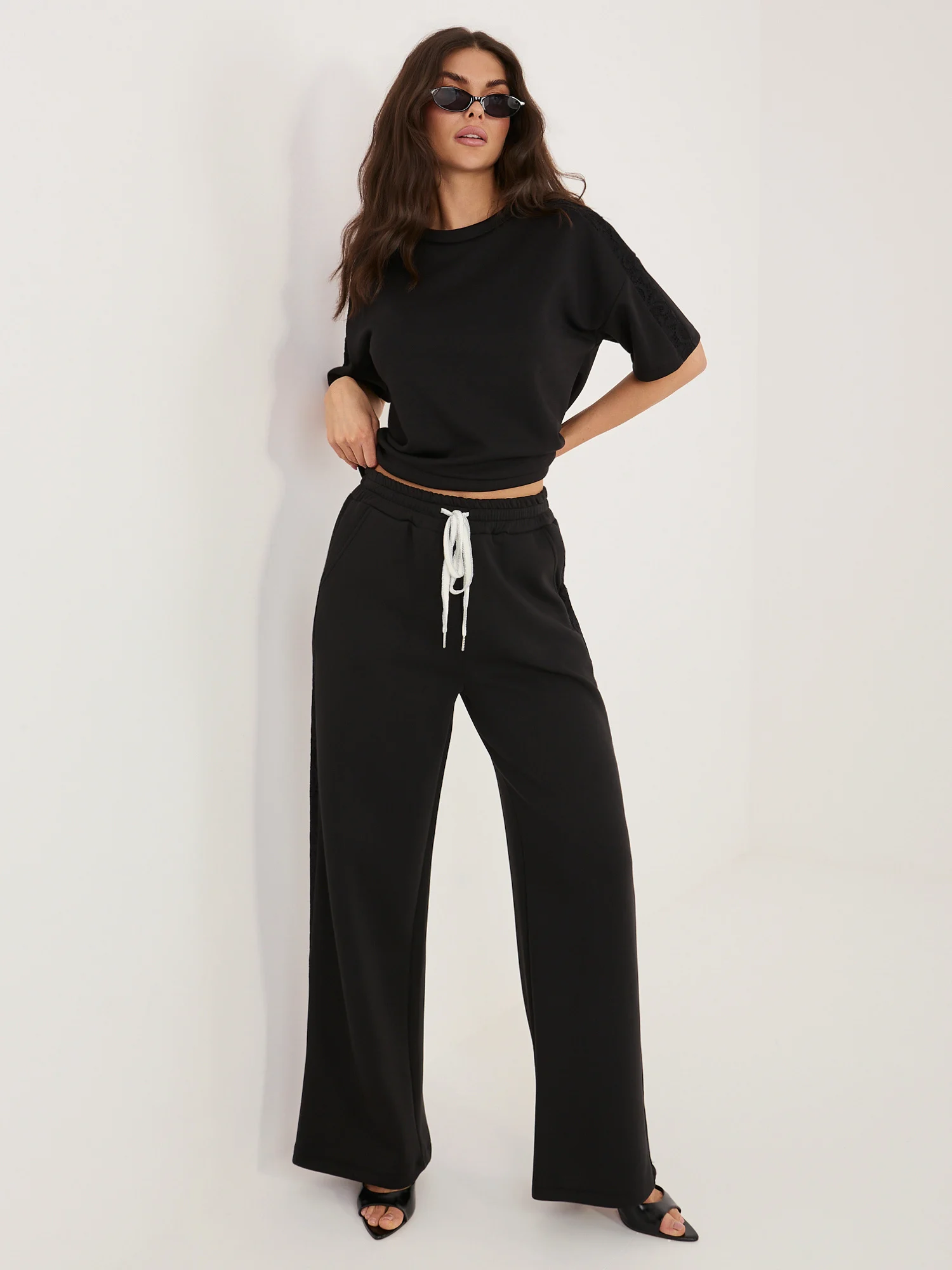 Pantaloni Dama Lunga, Larga, Maya, Negru Eleganta Office - imagine 6