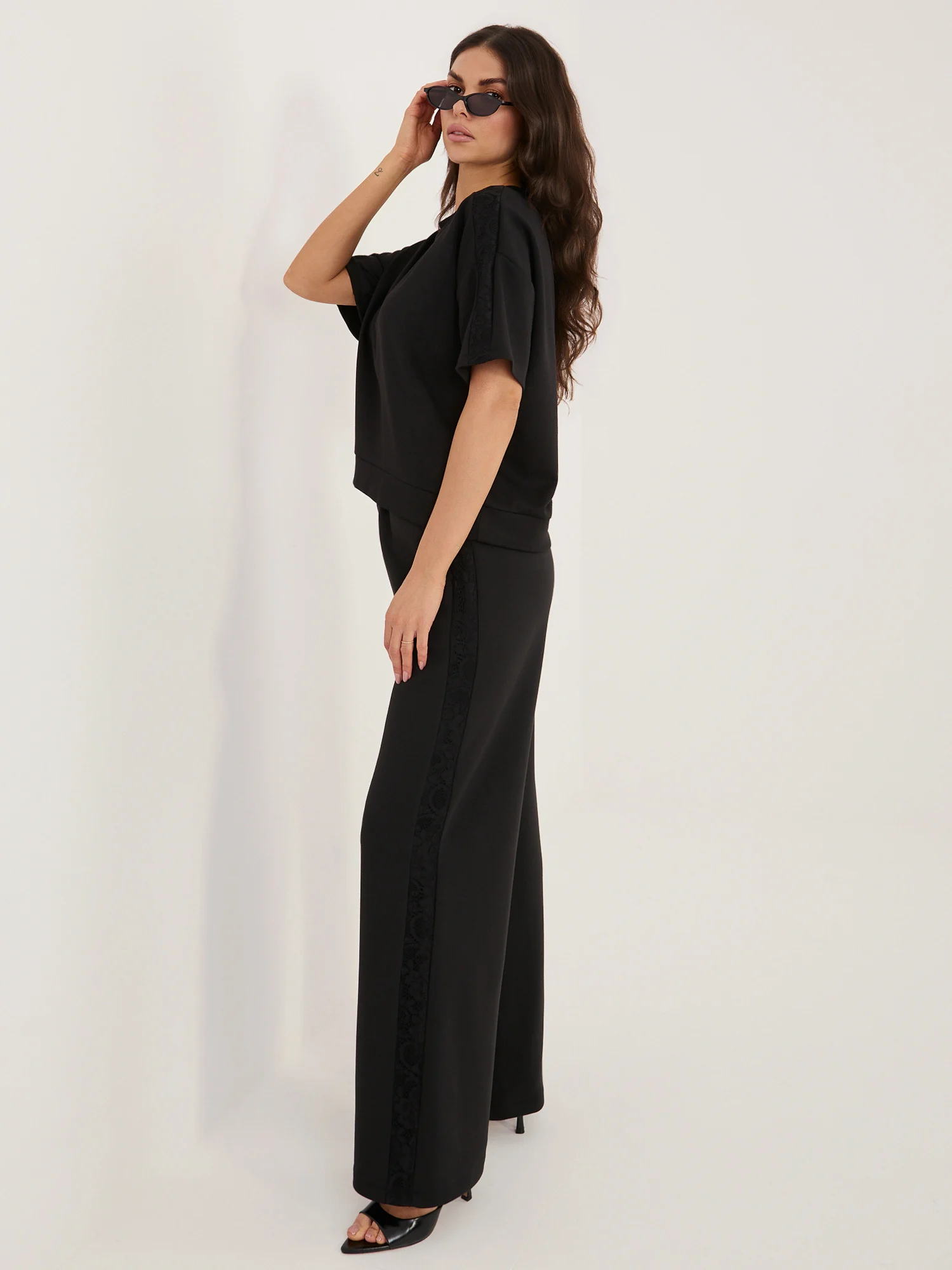 Pantaloni Dama Lunga, Larga, Maya, Negru Eleganta Office - imagine 4