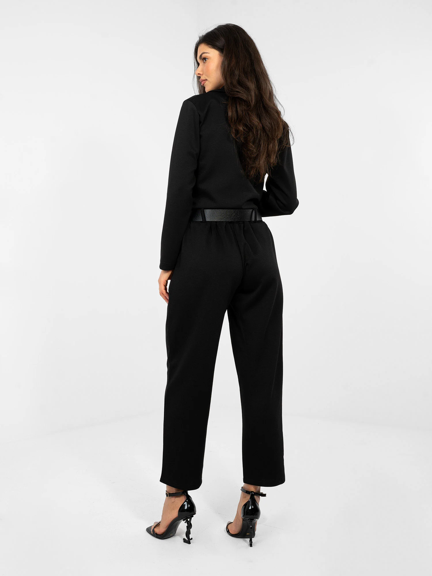 Pantaloni Dama Elegant, Guler inalt, ITALY MODA, Negru Eleganta Office - Image 4