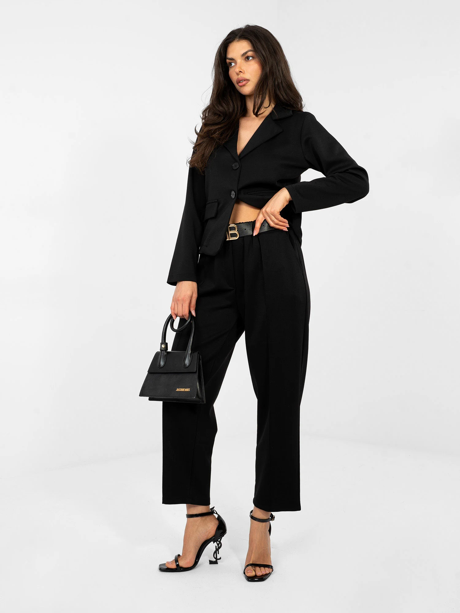Pantaloni Dama Elegant, Guler inalt, ITALY MODA, Negru Eleganta Office - Image 3