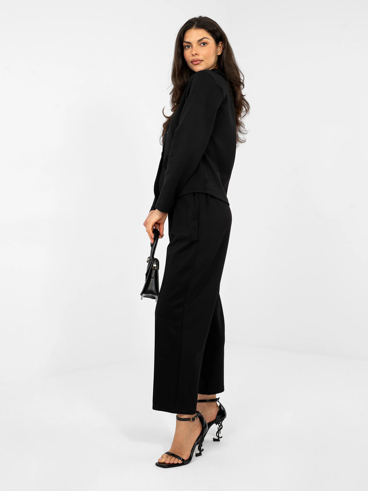 Pantaloni Dama Elegant, Guler inalt, ITALY MODA, Negru Eleganta Office - Image 2