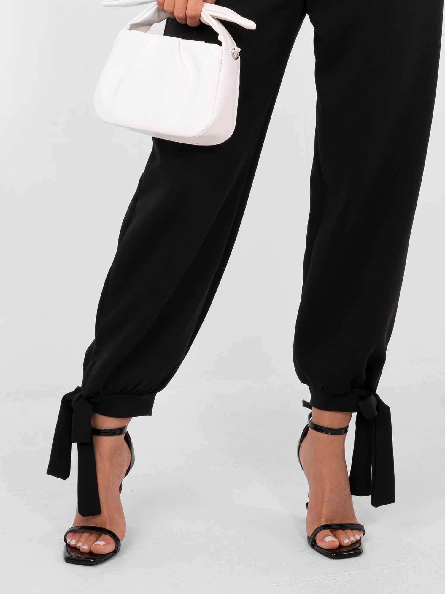 Pantaloni Dama Mansete elastice, Guler inalt, ITALY MODA, Negru Eleganta Office - imagine 6