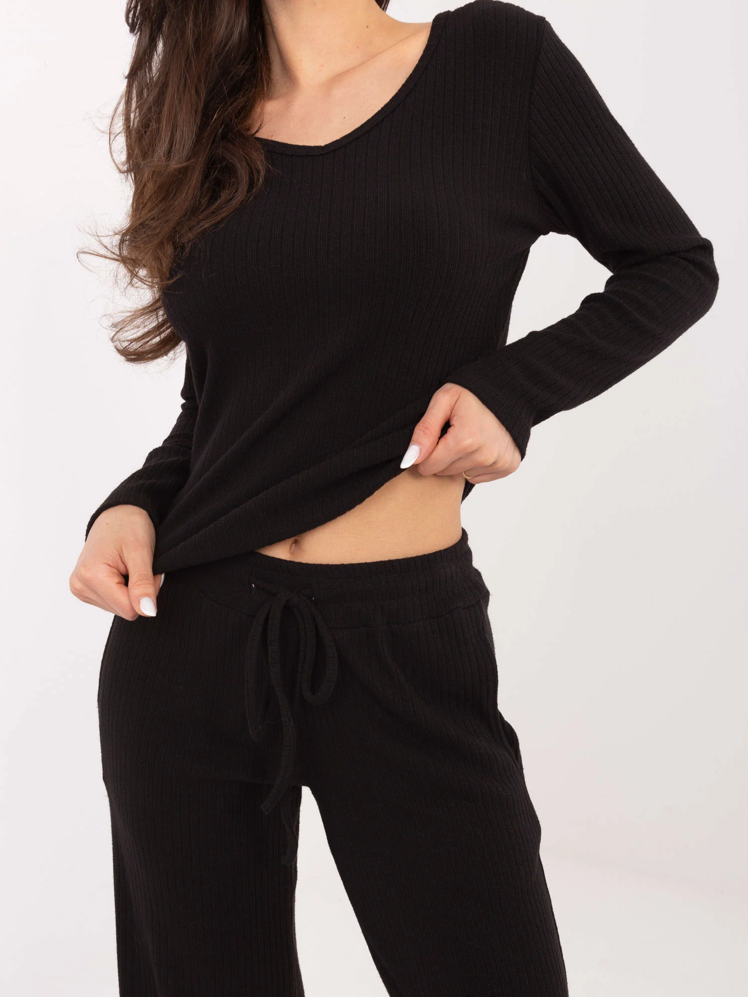 Pantaloni Dama Dungi, Larga, WESTEENE, Negru Casual - imagine 5