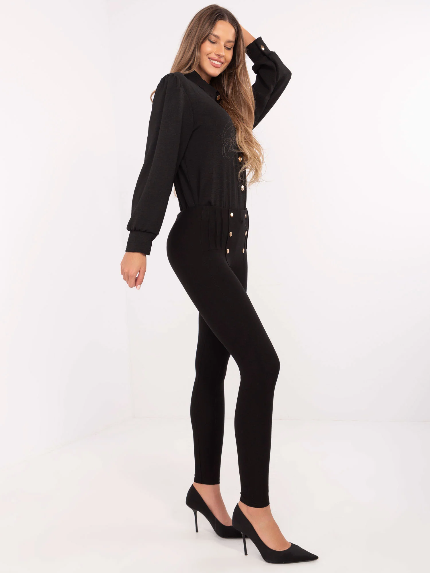 Pantaloni Dama Elegant, Bumbac, Jean Louis Francoise, Negru Eleganta Office - imagine 3
