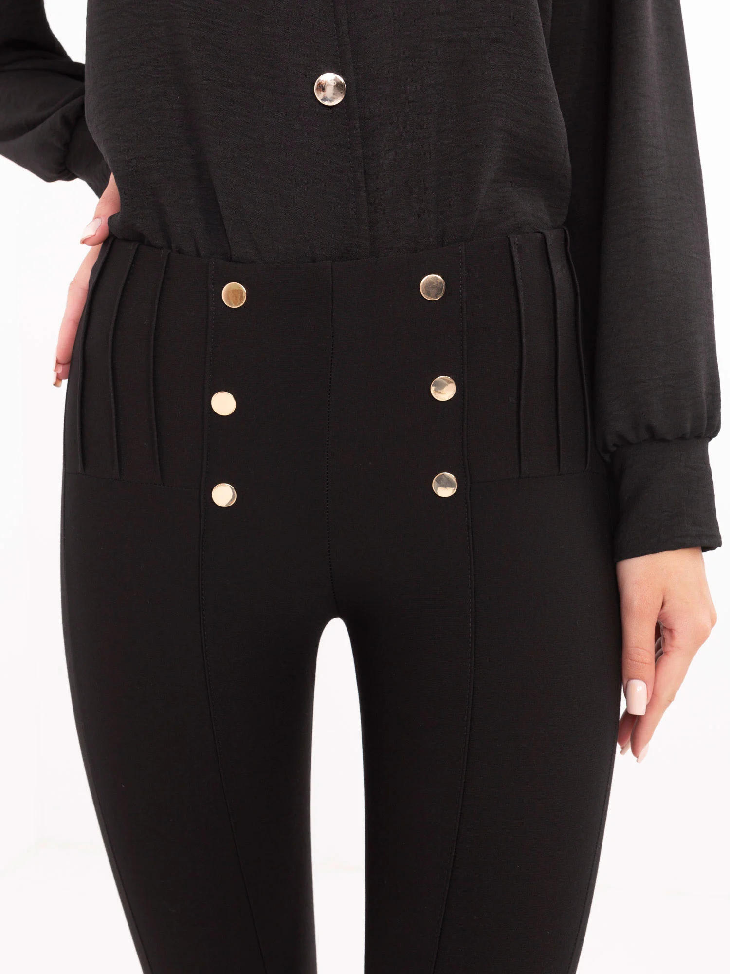 Pantaloni Dama Elegant, Bumbac, Jean Louis Francoise, Negru Eleganta Office - imagine 4