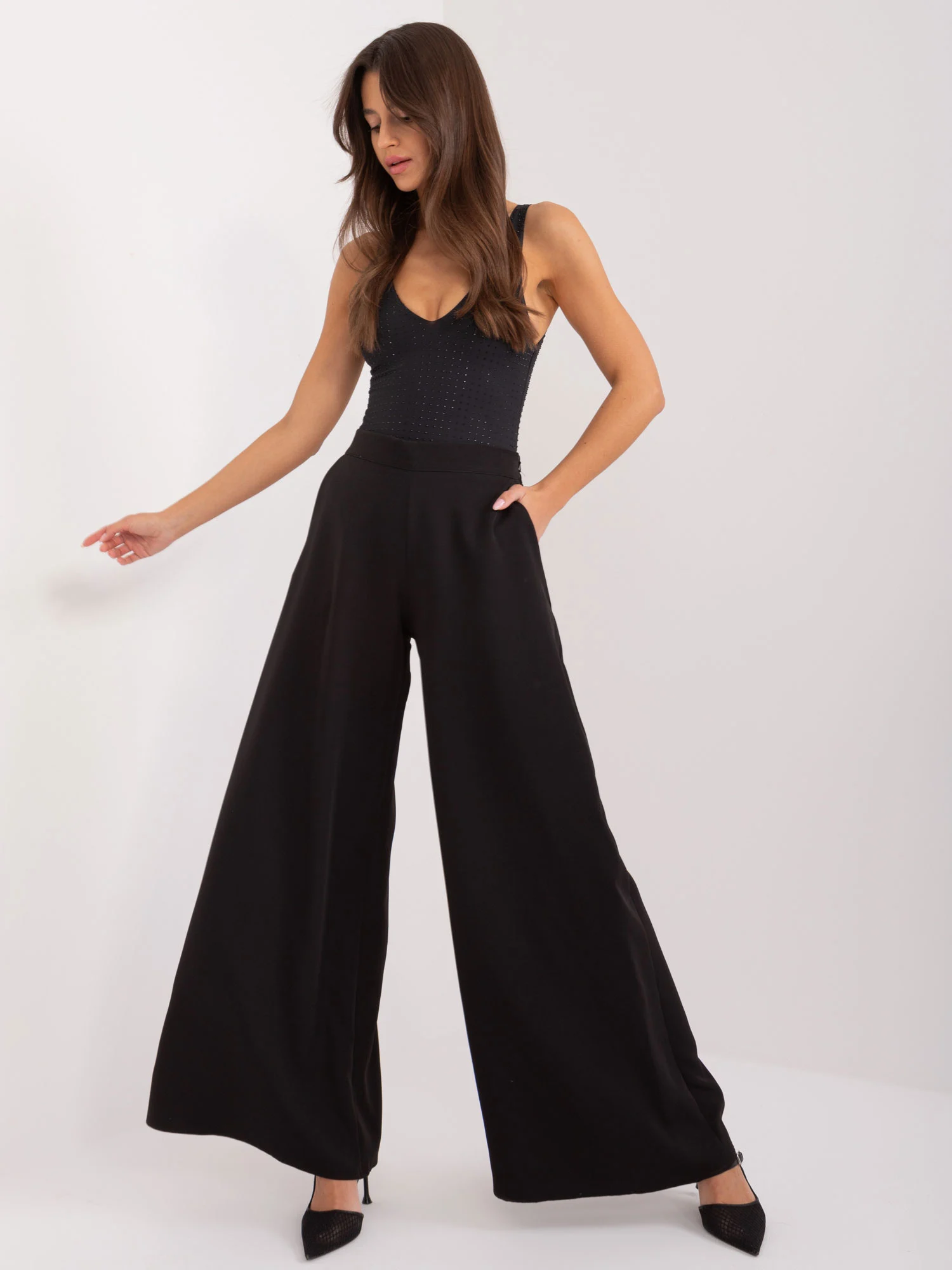 Pantaloni Dama Elegant, Guler inalt, LAKERTA, Negru Eleganta Office - imagine 5