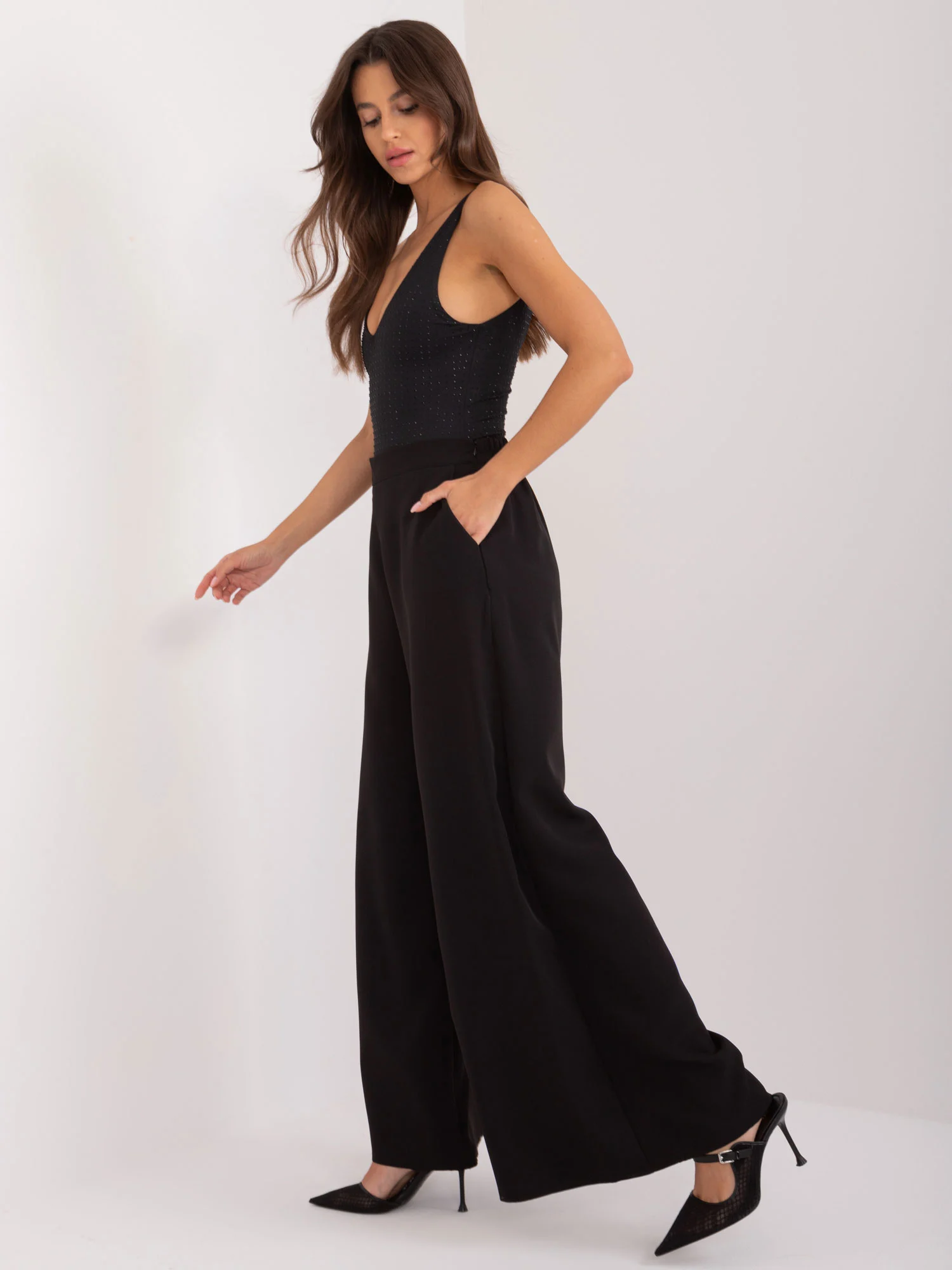Pantaloni Dama Elegant, Guler inalt, LAKERTA, Negru Eleganta Office - imagine 2