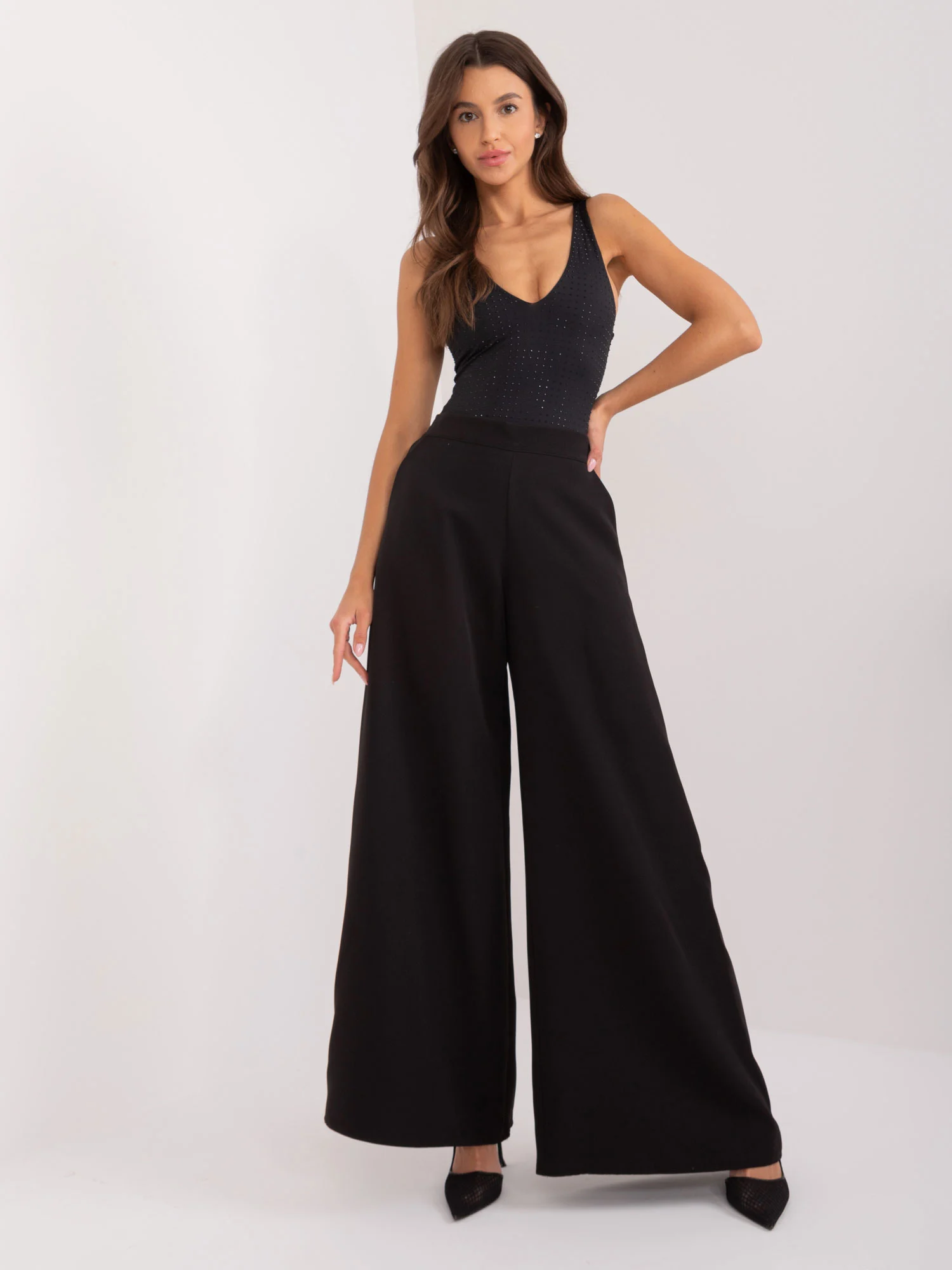Pantaloni Dama Elegant, Guler inalt, LAKERTA, Negru Eleganta Office - imagine 4