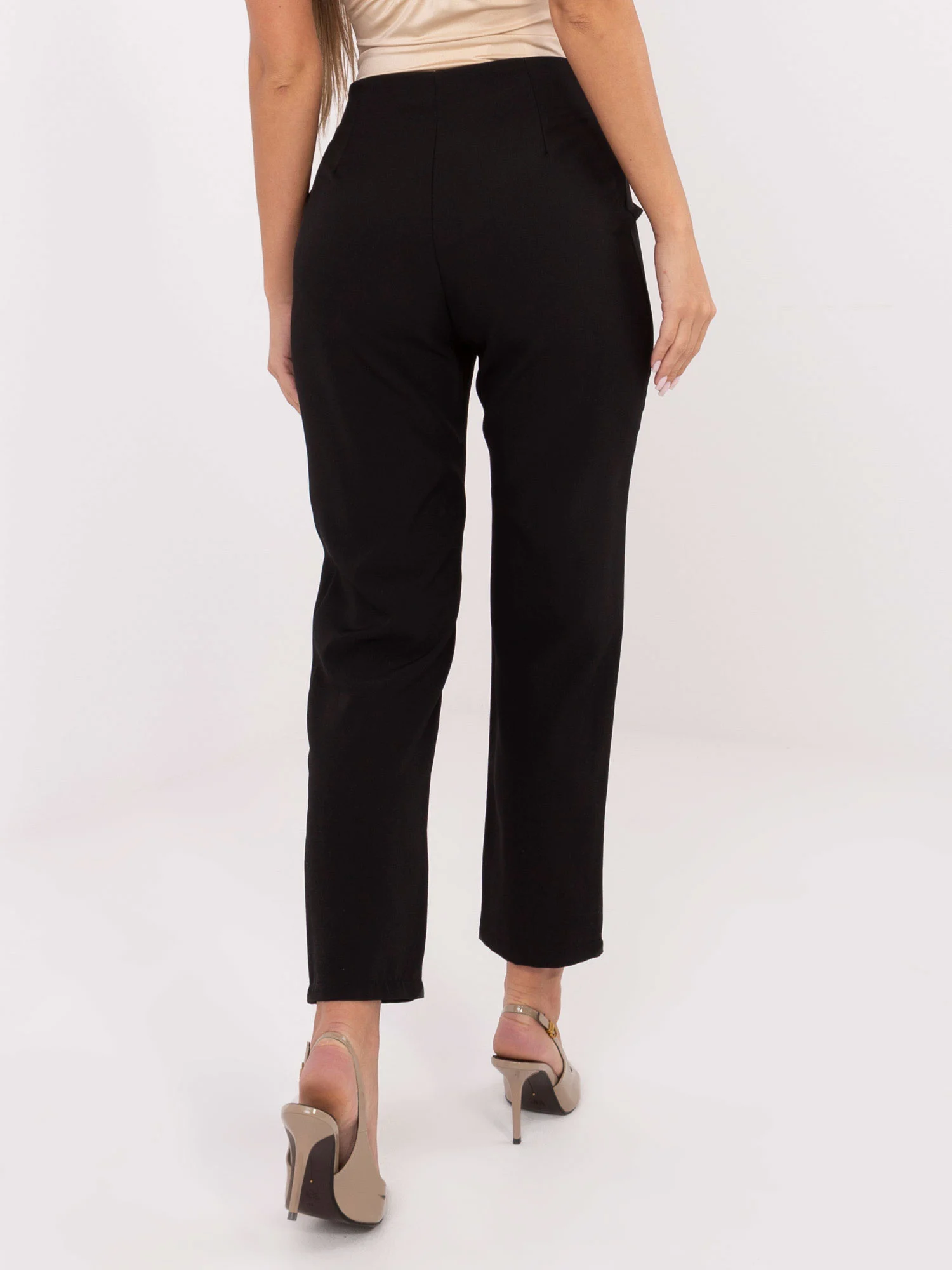 Pantaloni Dama Elegant, Guler inalt, RUE PARIS, Negru Eleganta Office - imagine 2