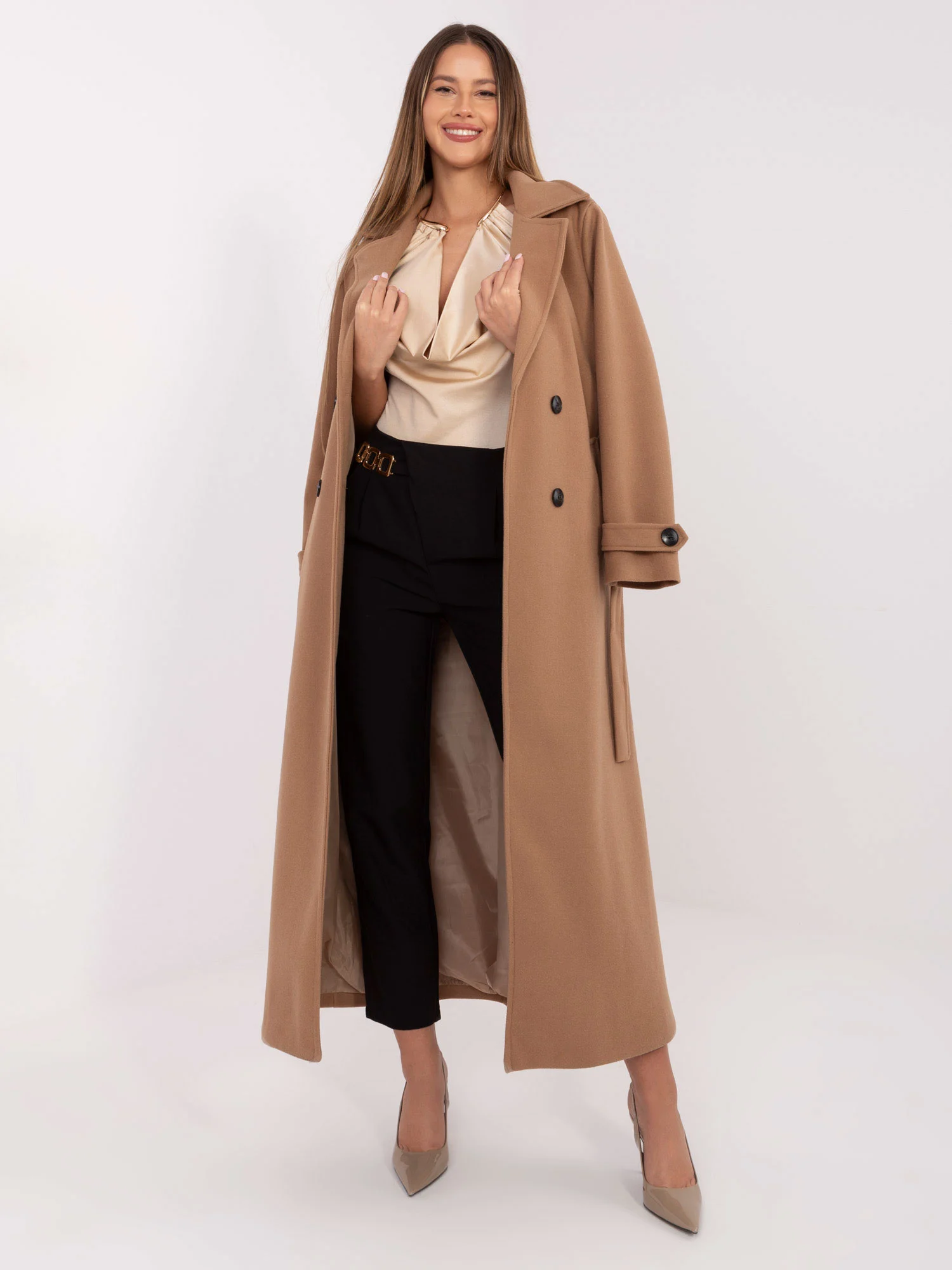 Pantaloni Dama Elegant, Guler inalt, RUE PARIS, Negru Eleganta Office - imagine 4