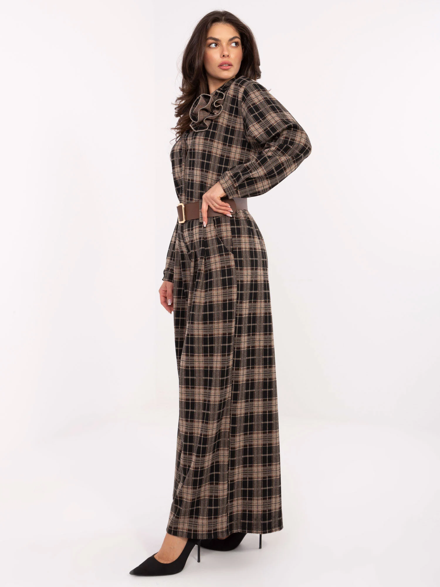 Pantaloni Dama Carouri, Larga, MODA ITALY, Negru Casual - imagine 5