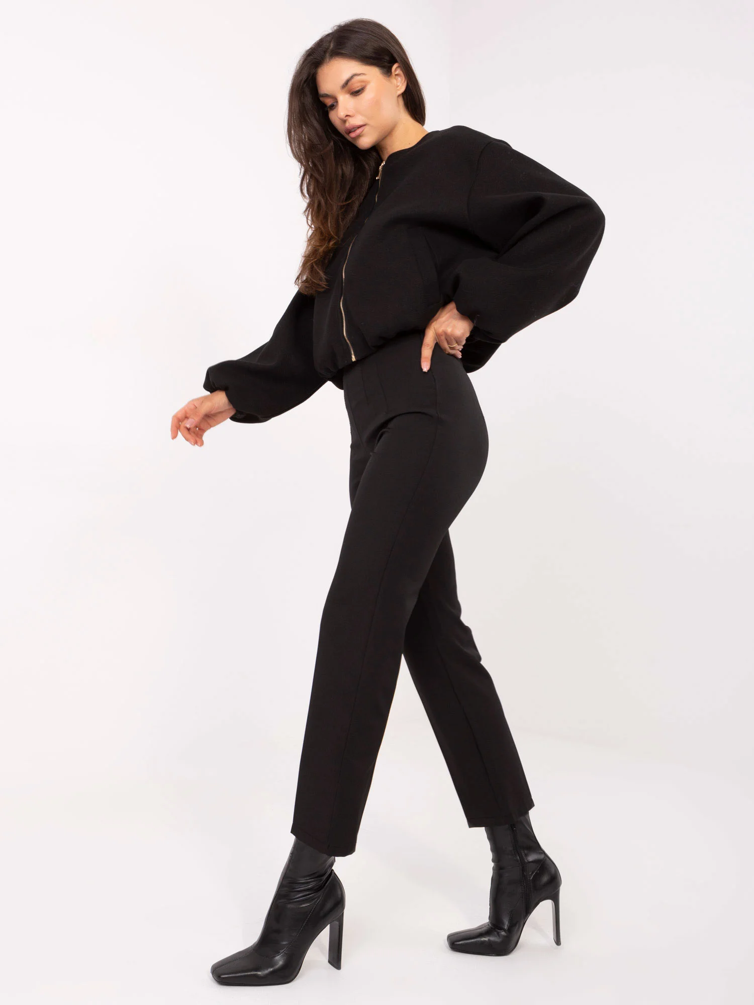 Pantaloni Dama Elegant, Guler inalt, RUE PARIS, Negru Eleganta Office - Image 4