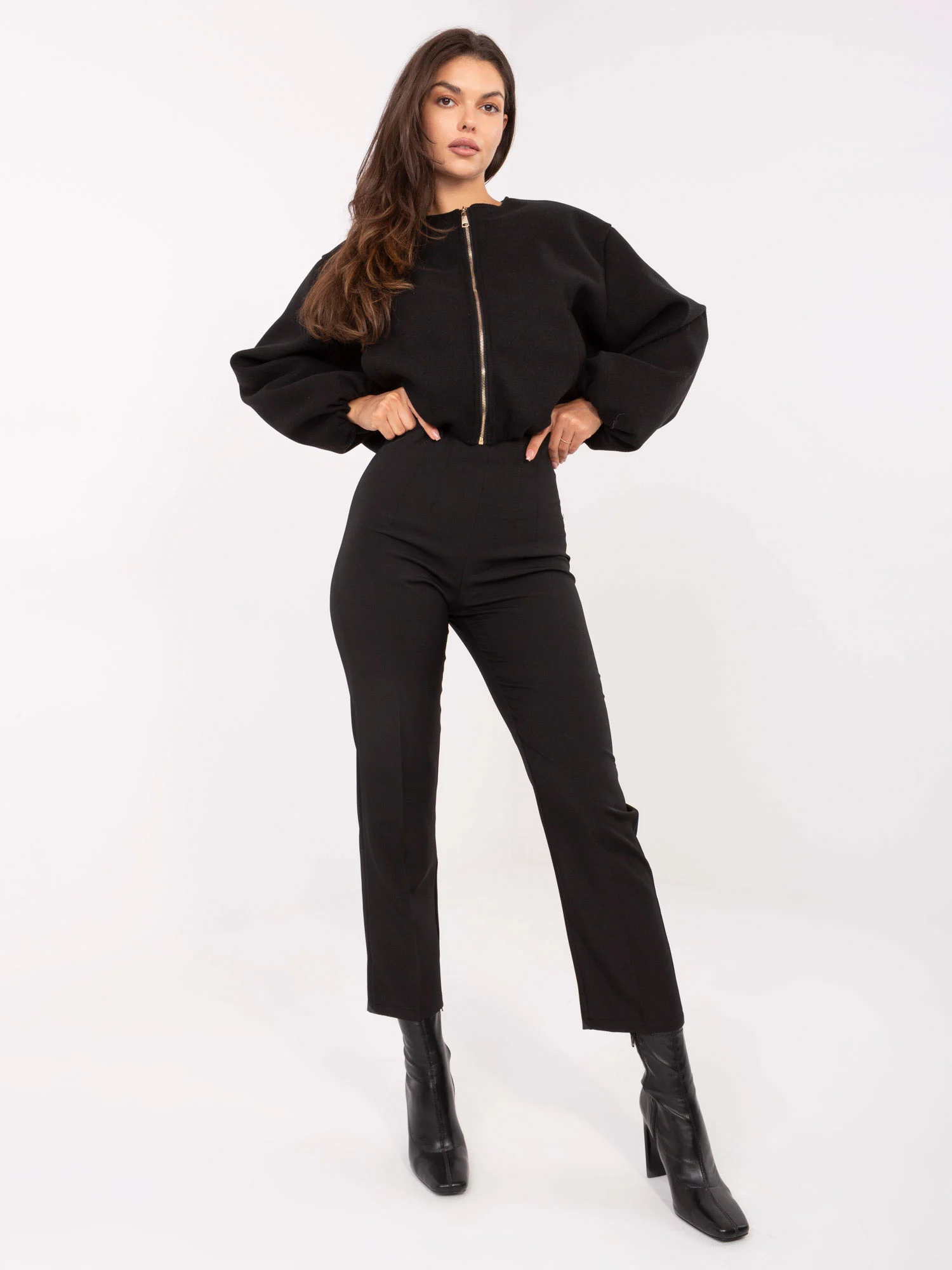 Pantaloni Dama Elegant, Guler inalt, RUE PARIS, Negru Eleganta Office - Image 3
