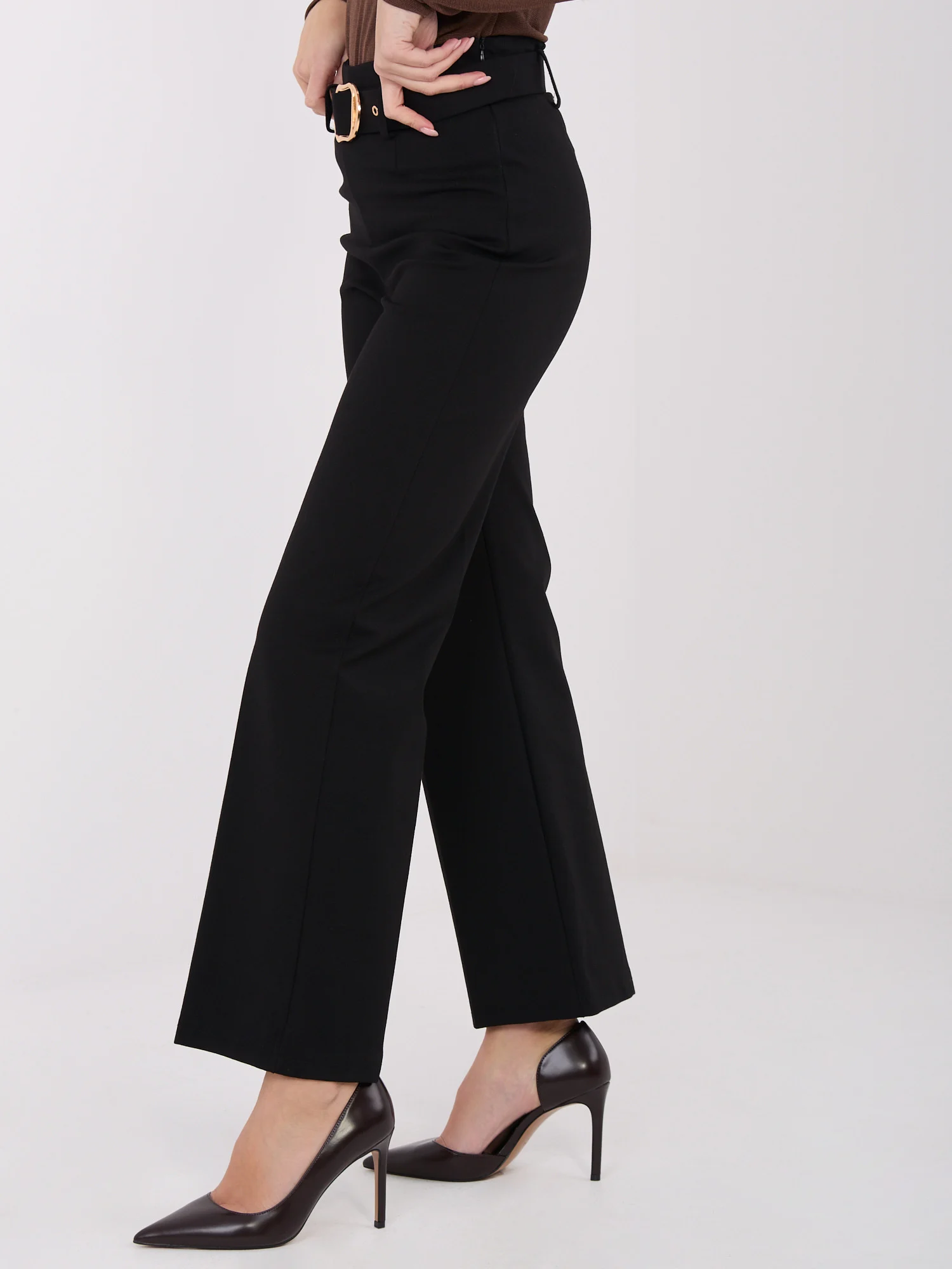 Pantaloni Dama Croiala dreapta, Guler inalt, ITALY MODA, Negru Eleganta Office - imagine 5