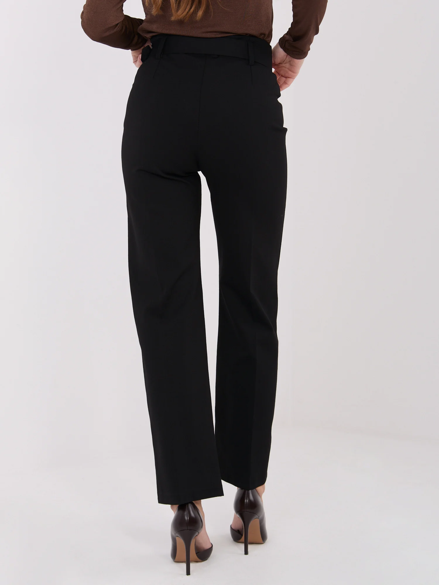 Pantaloni Dama Croiala dreapta, Guler inalt, ITALY MODA, Negru Eleganta Office - imagine 7