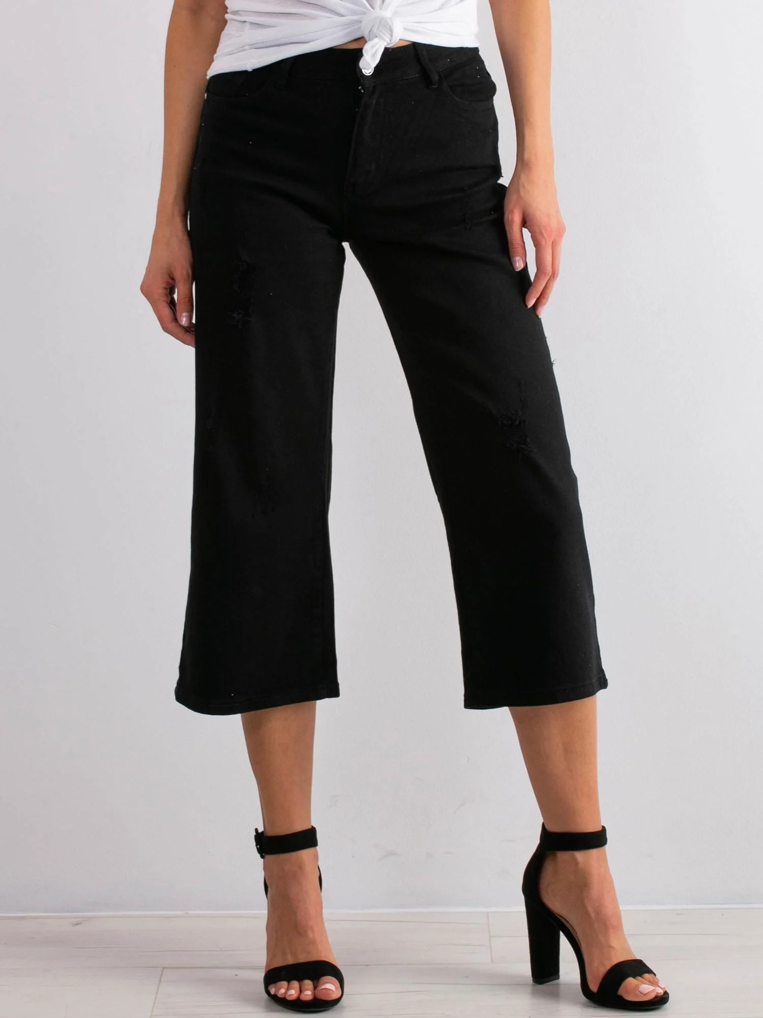 Blugi Dama 7/8, Larga, Hello Miss, Negru Casual - imagine 4