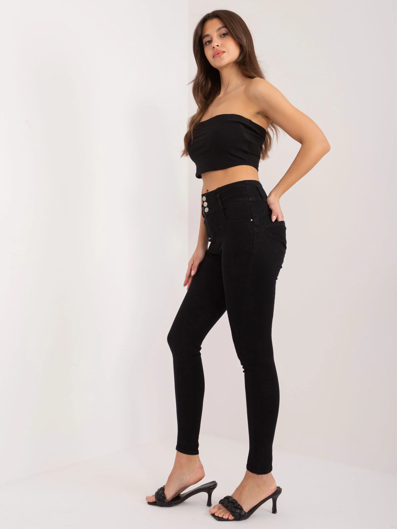 Blugi Dama Conica, Guler inalt, Only One Day Jack Berry, Negru Casual - imagine 5
