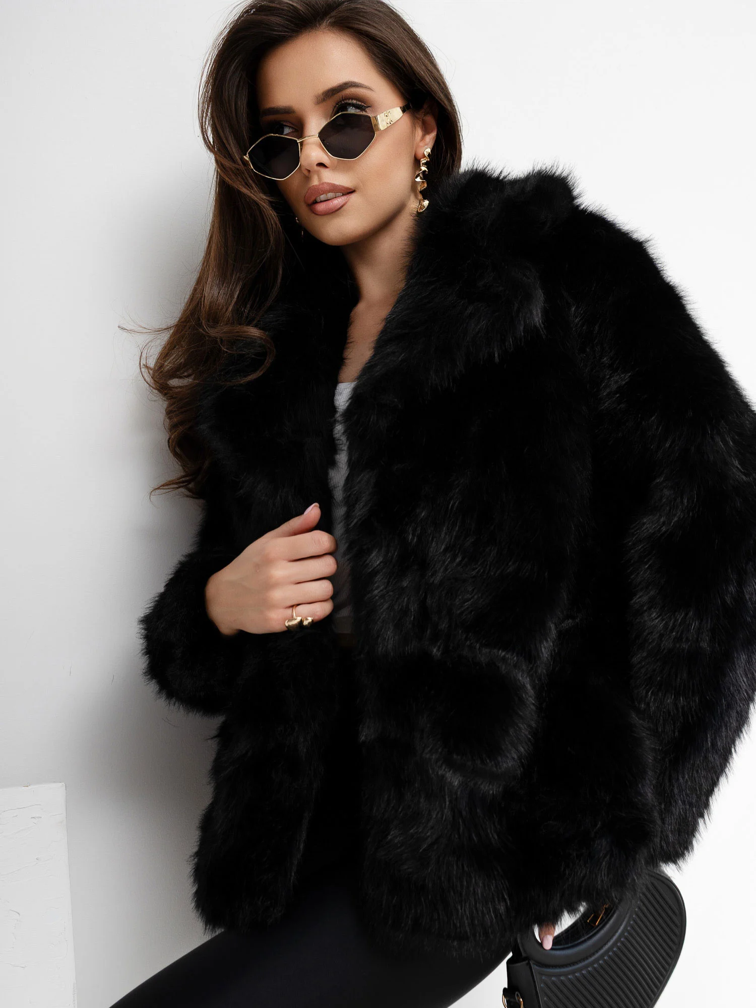 Jacheta Dama Mini, Elegant, VASTON FASSTION, Negru Eleganta Office Marimi Mari - imagine 3