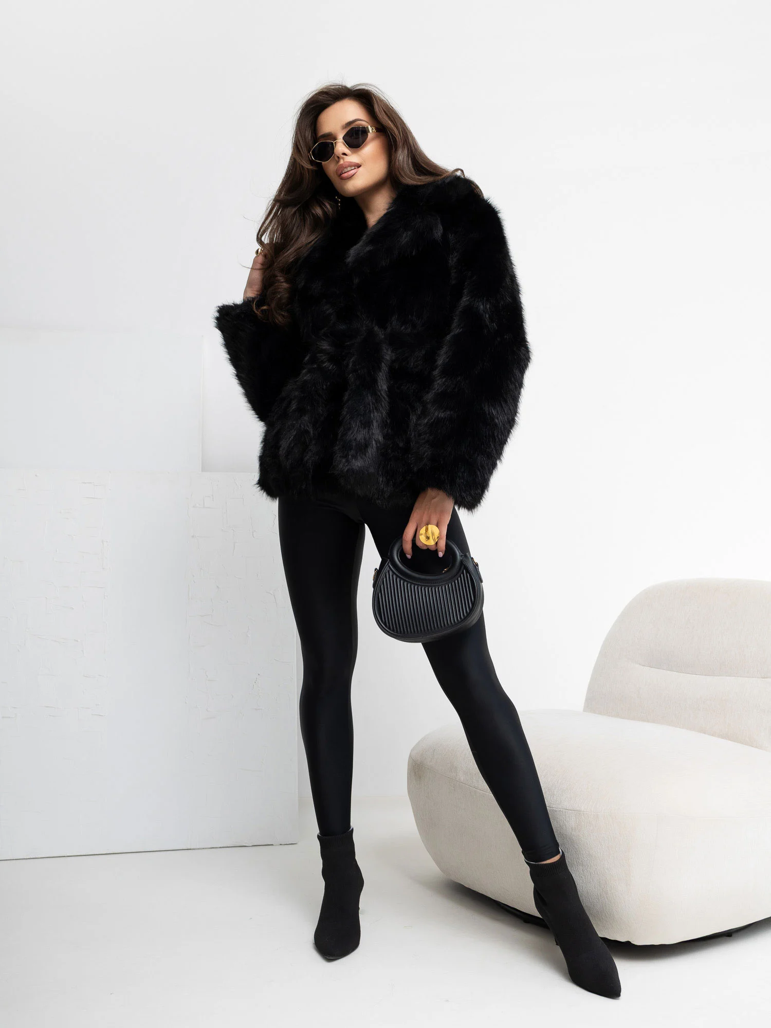 Jacheta Dama Mini, Elegant, VASTON FASSTION, Negru Eleganta Office Marimi Mari - imagine 5
