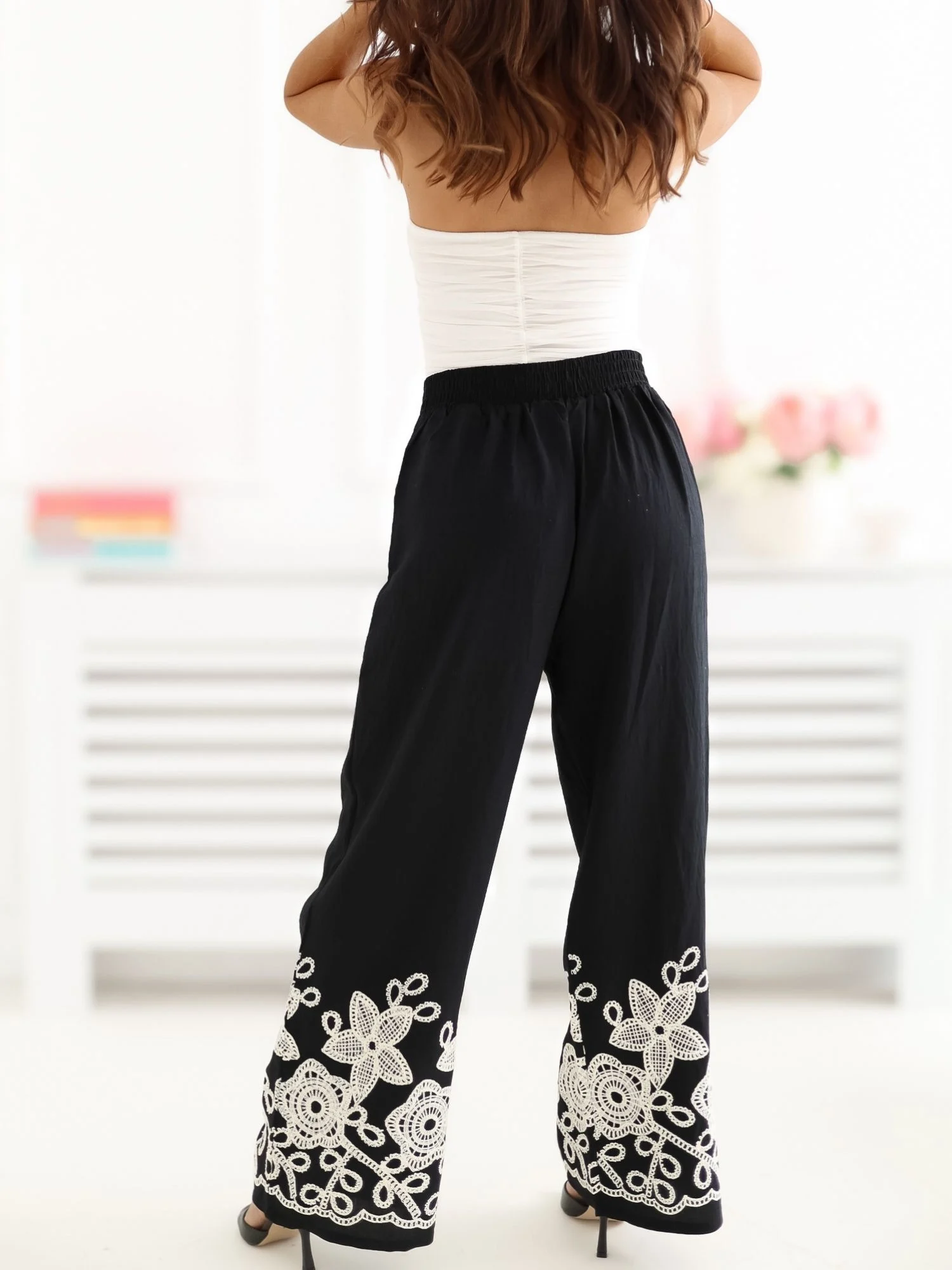 Pantaloni Dama Lunga, Larga, Miss kimery, Negru - imagine 5