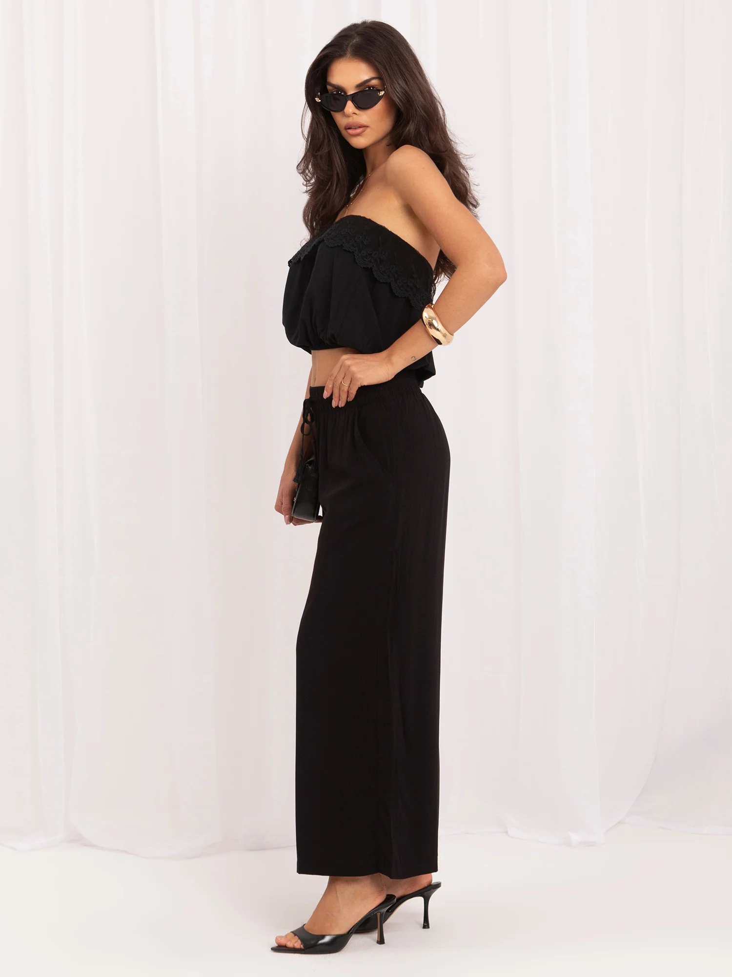 Pantaloni Dama 7/8, Larga, Sublevel, Negru Marimi Mari - imagine 2