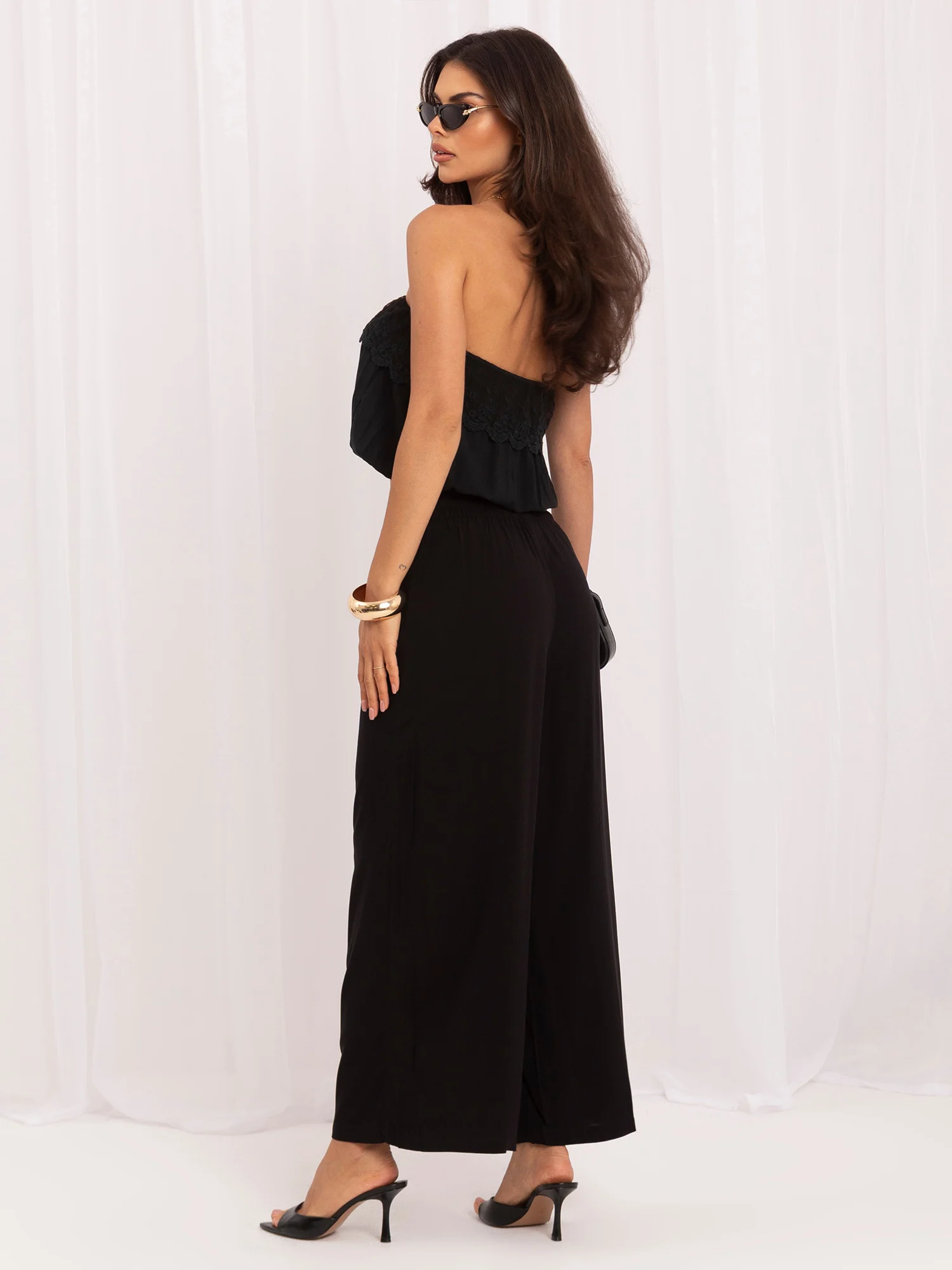 Pantaloni Dama 7/8, Larga, Sublevel, Negru Marimi Mari - imagine 5
