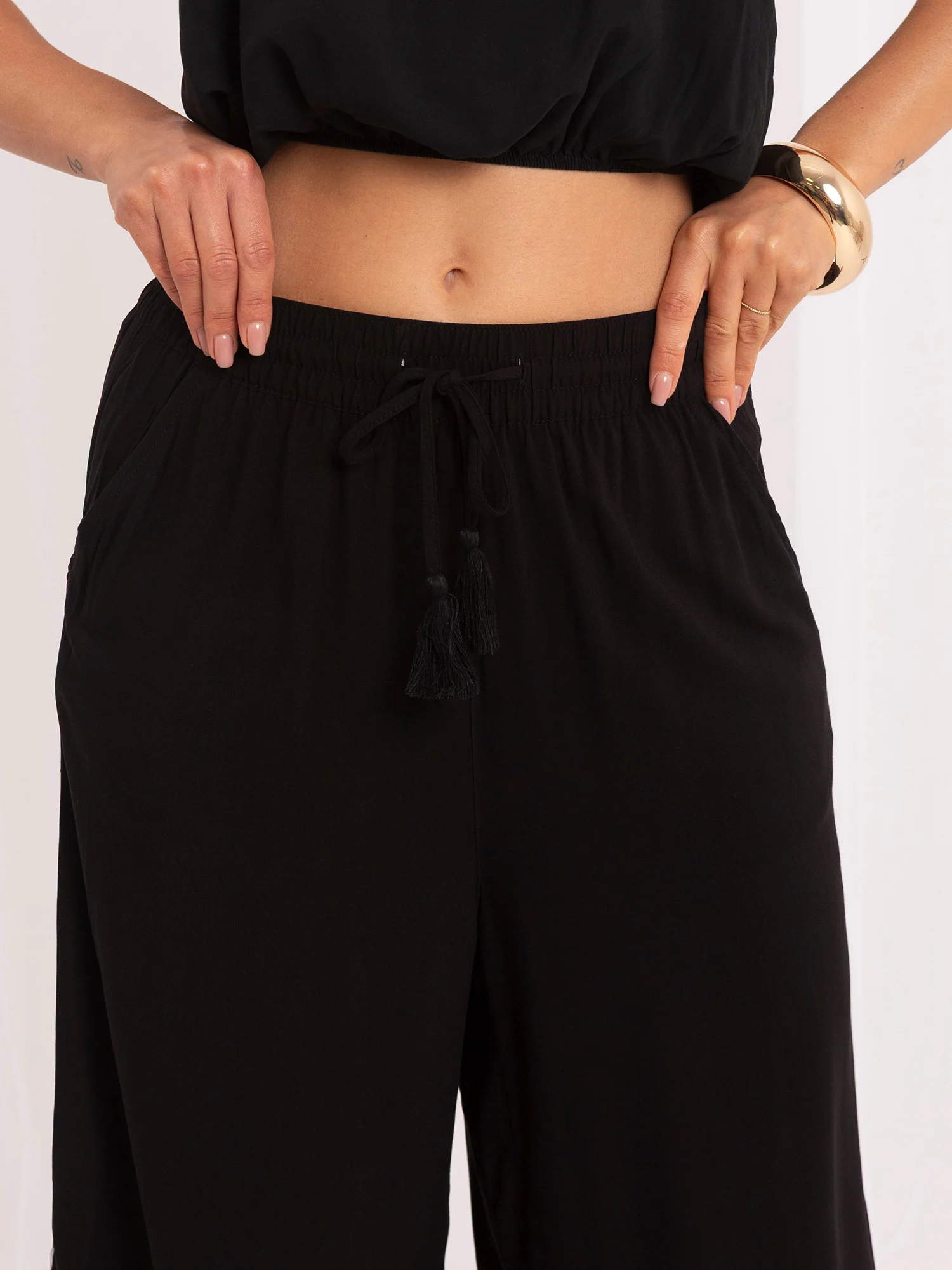 Pantaloni Dama 7/8, Larga, Sublevel, Negru Marimi Mari - imagine 4