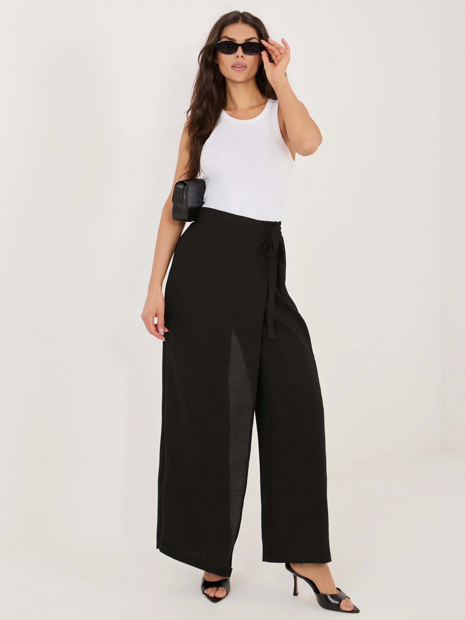 Pantaloni Dama Lunga, Larga, Miss kimery, Negru Eleganta Office - imagine 3