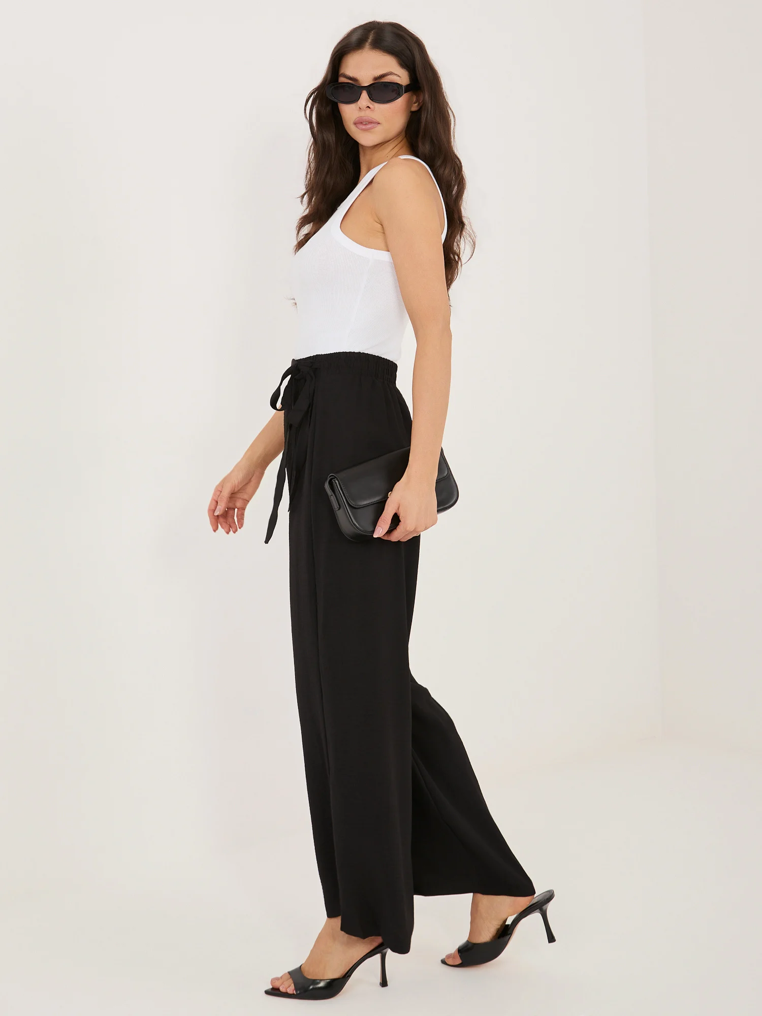 Pantaloni Dama Lunga, Larga, Miss kimery, Negru Eleganta Office - imagine 6
