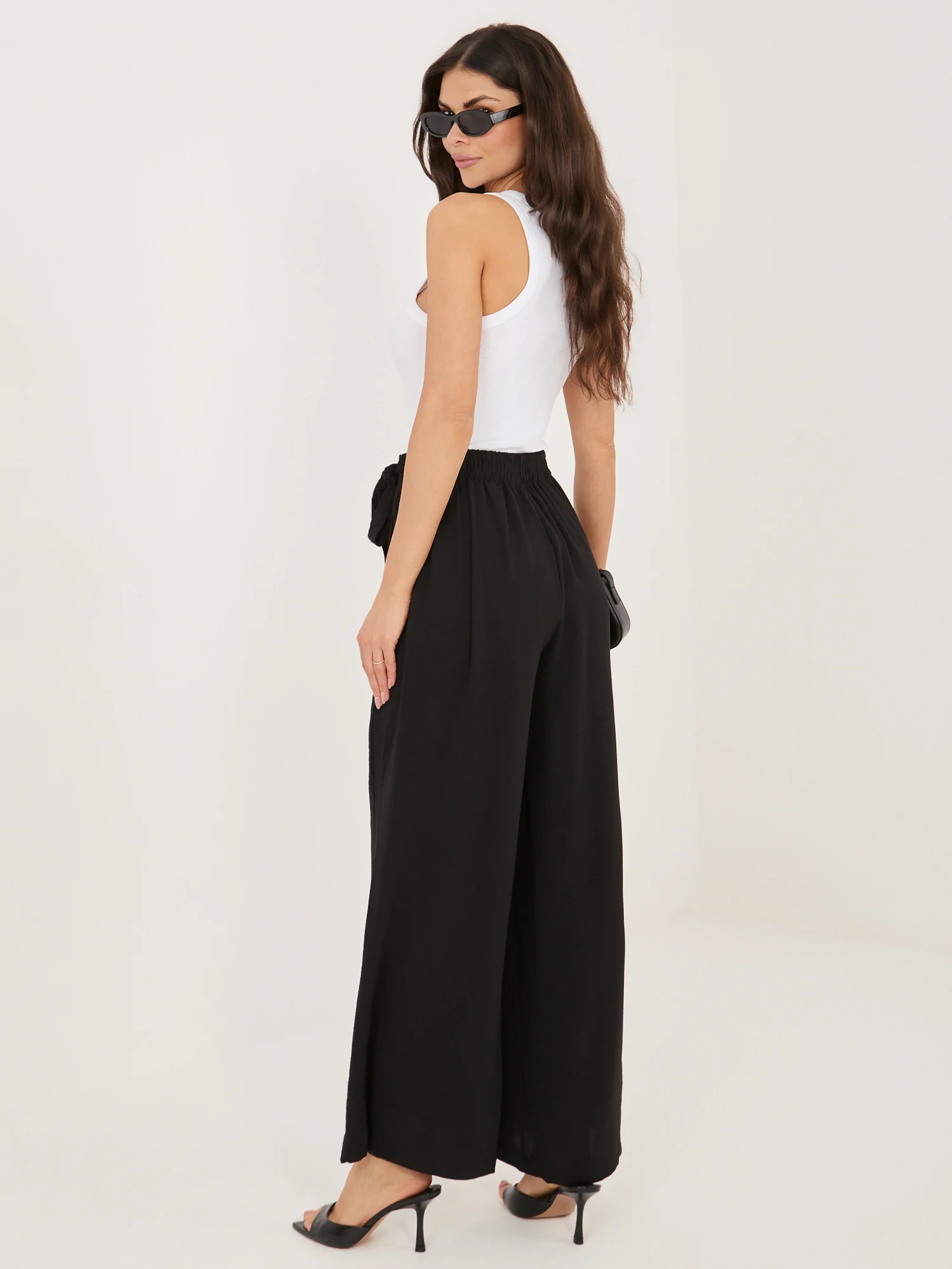 Pantaloni Dama Lunga, Larga, Miss kimery, Negru Eleganta Office - imagine 2