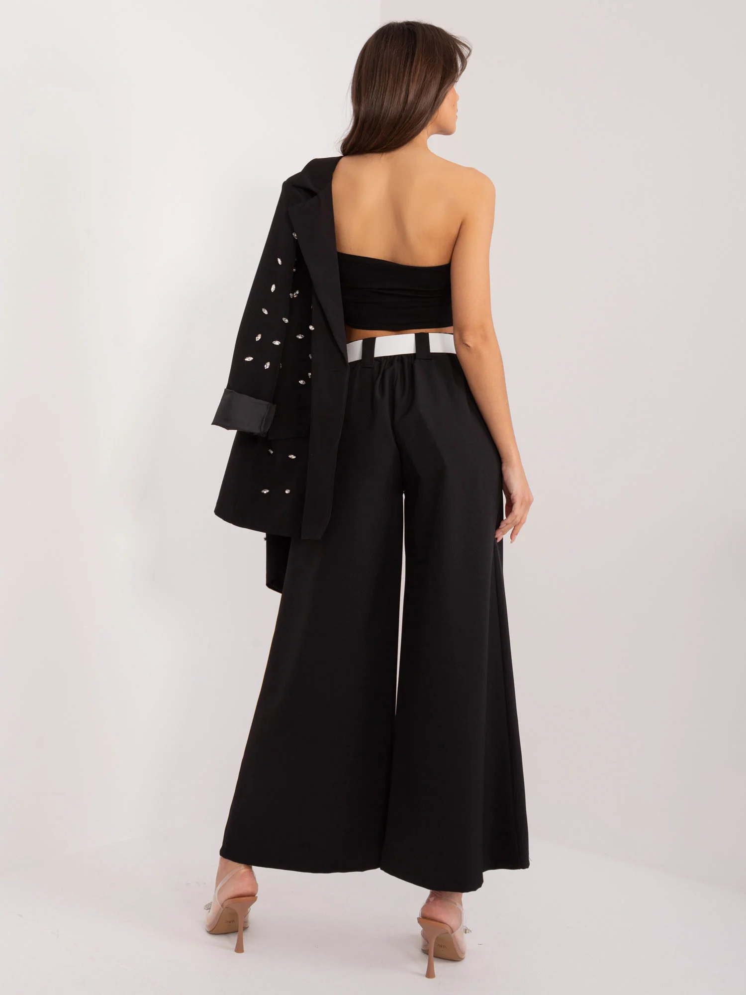 Pantaloni Dama Elegant, Guler inalt, ITALY MODA, Negru de Petrecere - imagine 2