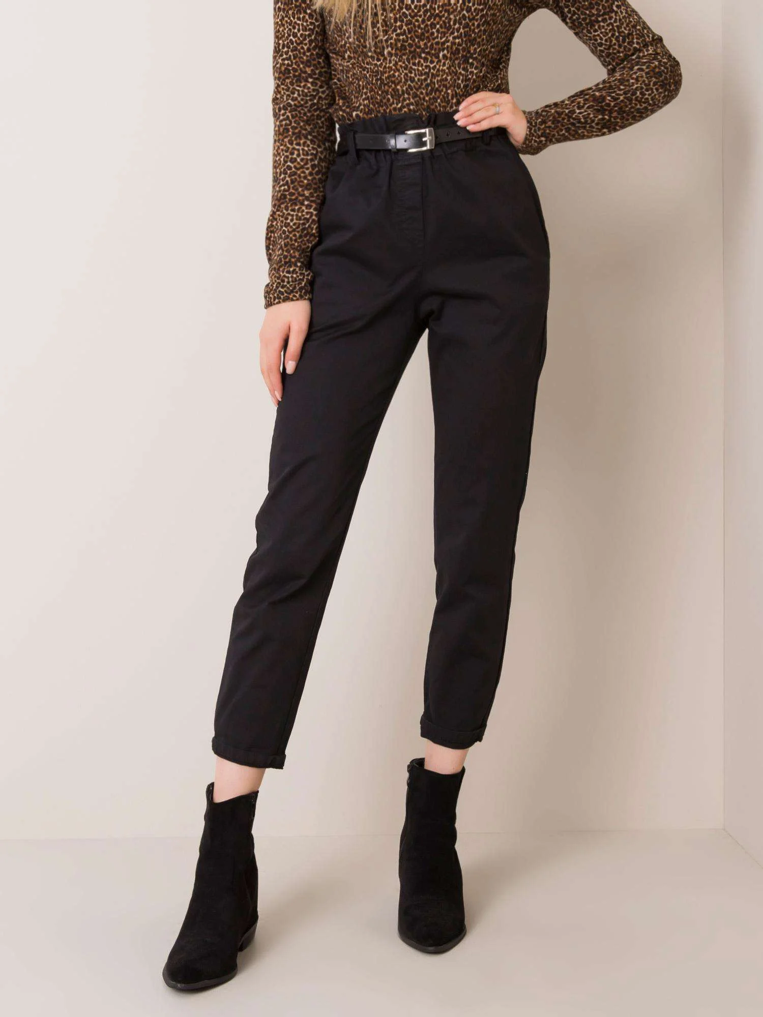 Pantaloni Dama Lunga, Dreapta, ITALY MODA, Negru Eleganta Office - imagine 4