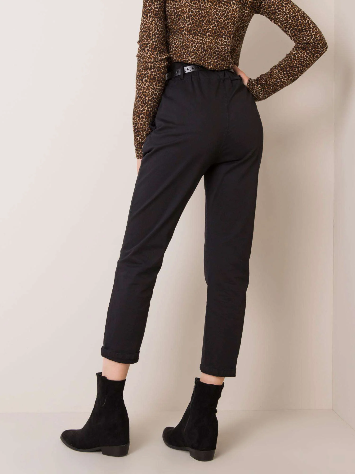 Pantaloni Dama Lunga, Dreapta, ITALY MODA, Negru Eleganta Office - imagine 3