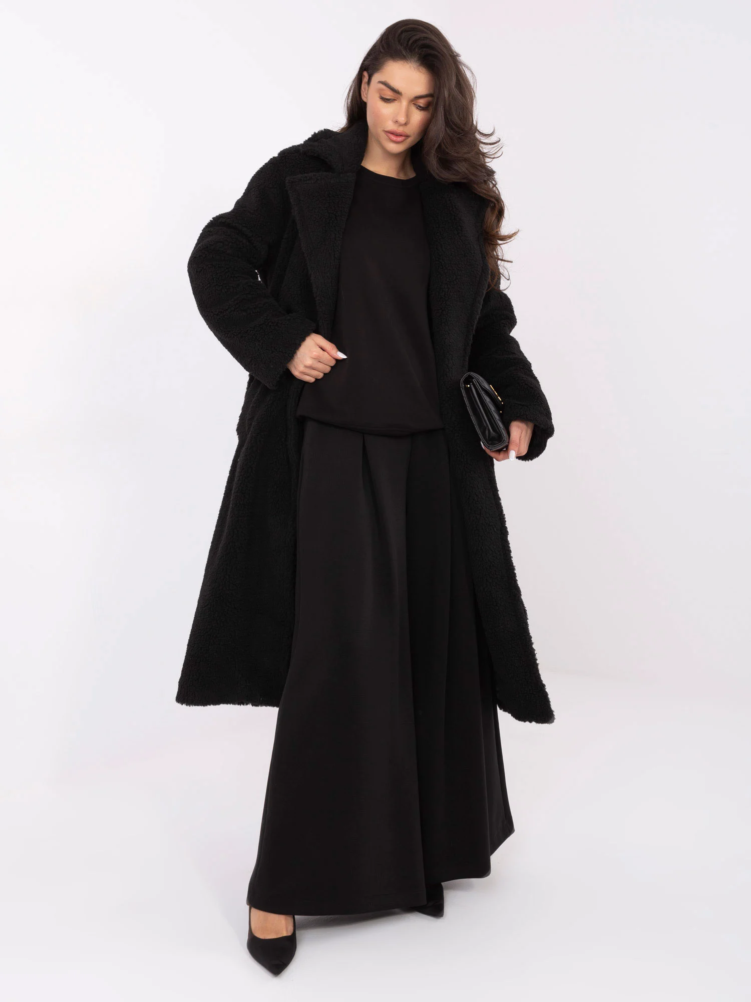 Pantaloni Dama Larga, Guler inalt, MOOIJ, Negru Casual - Image 3