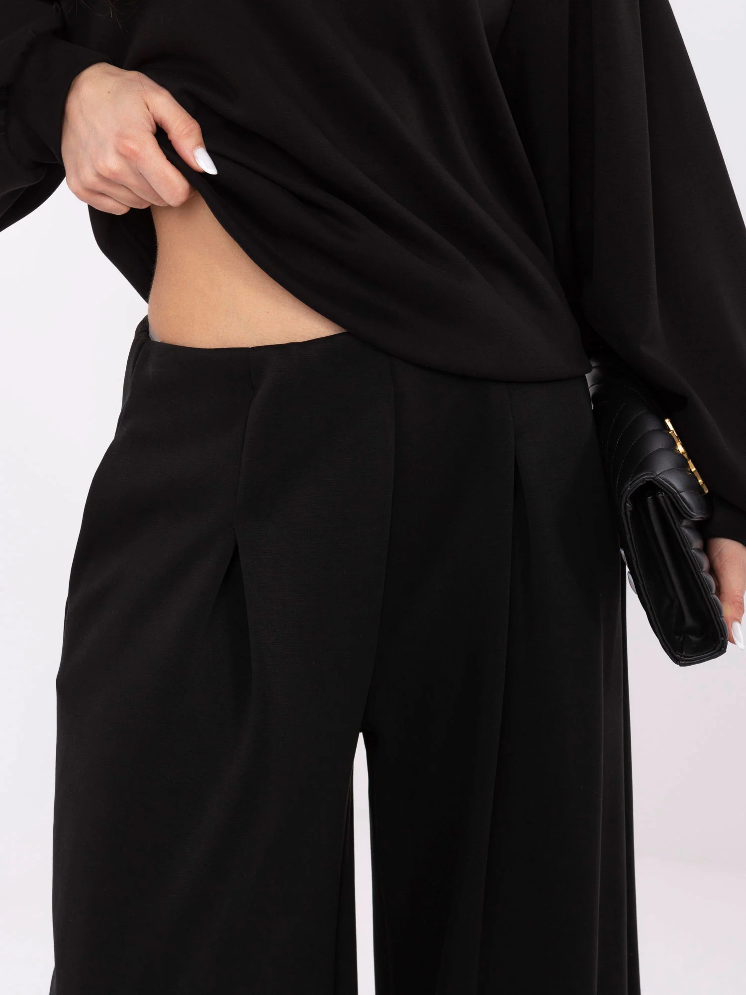 Pantaloni Dama Larga, Guler inalt, MOOIJ, Negru Casual - Image 4